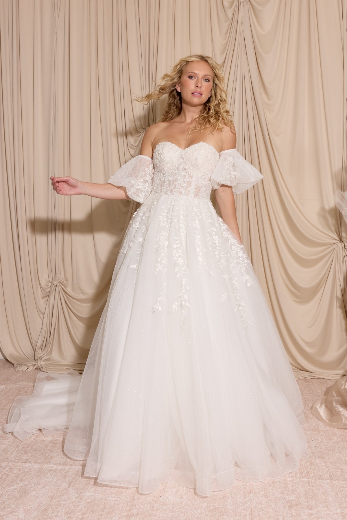 Off-the-Shoulder Floor-Length Tulle Bridal Dress Lace Eureka Fashion EK155 - Image 3
