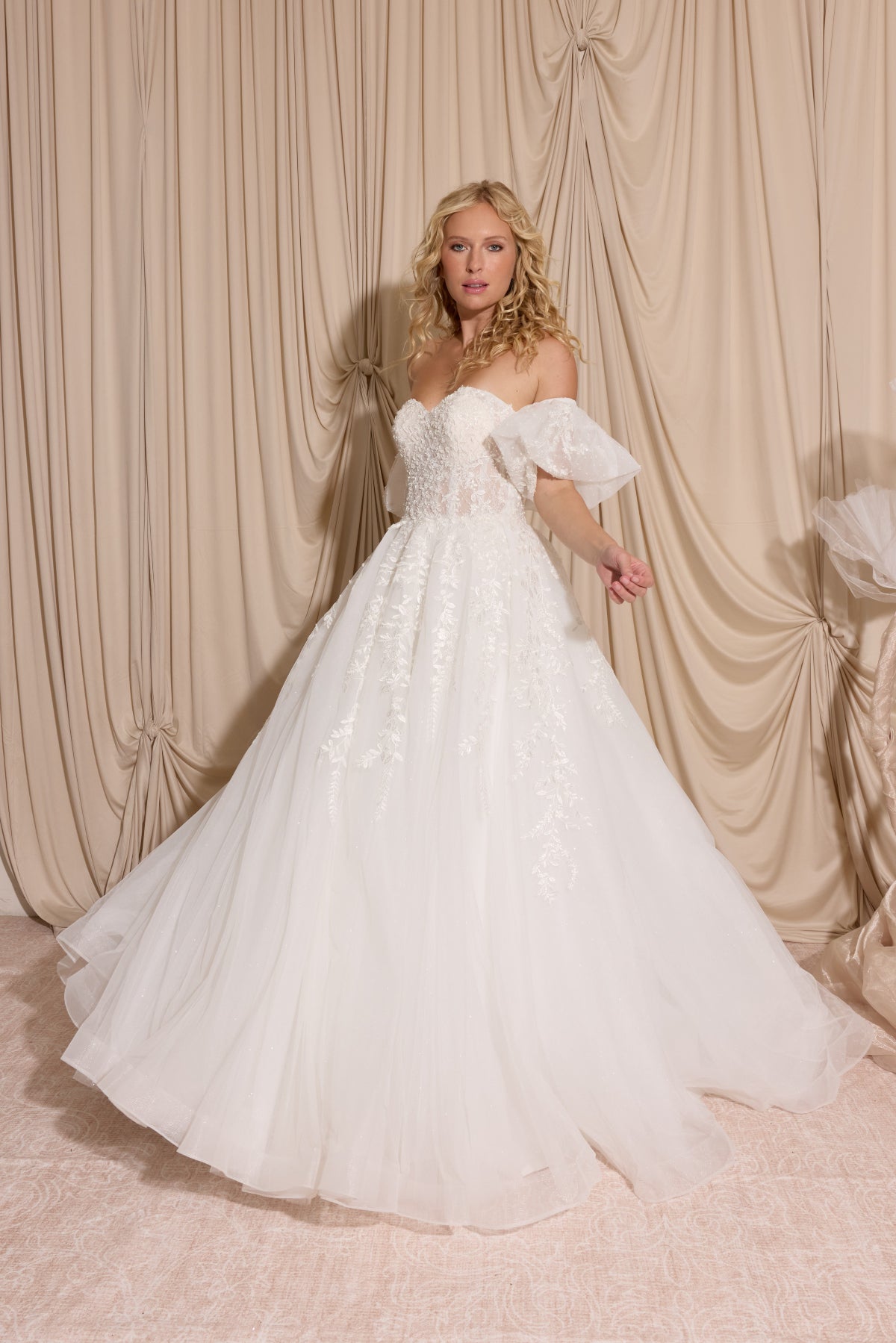 Off-the-Shoulder Floor-Length Tulle Bridal Dress Lace Eureka Fashion EK155 - Image 4