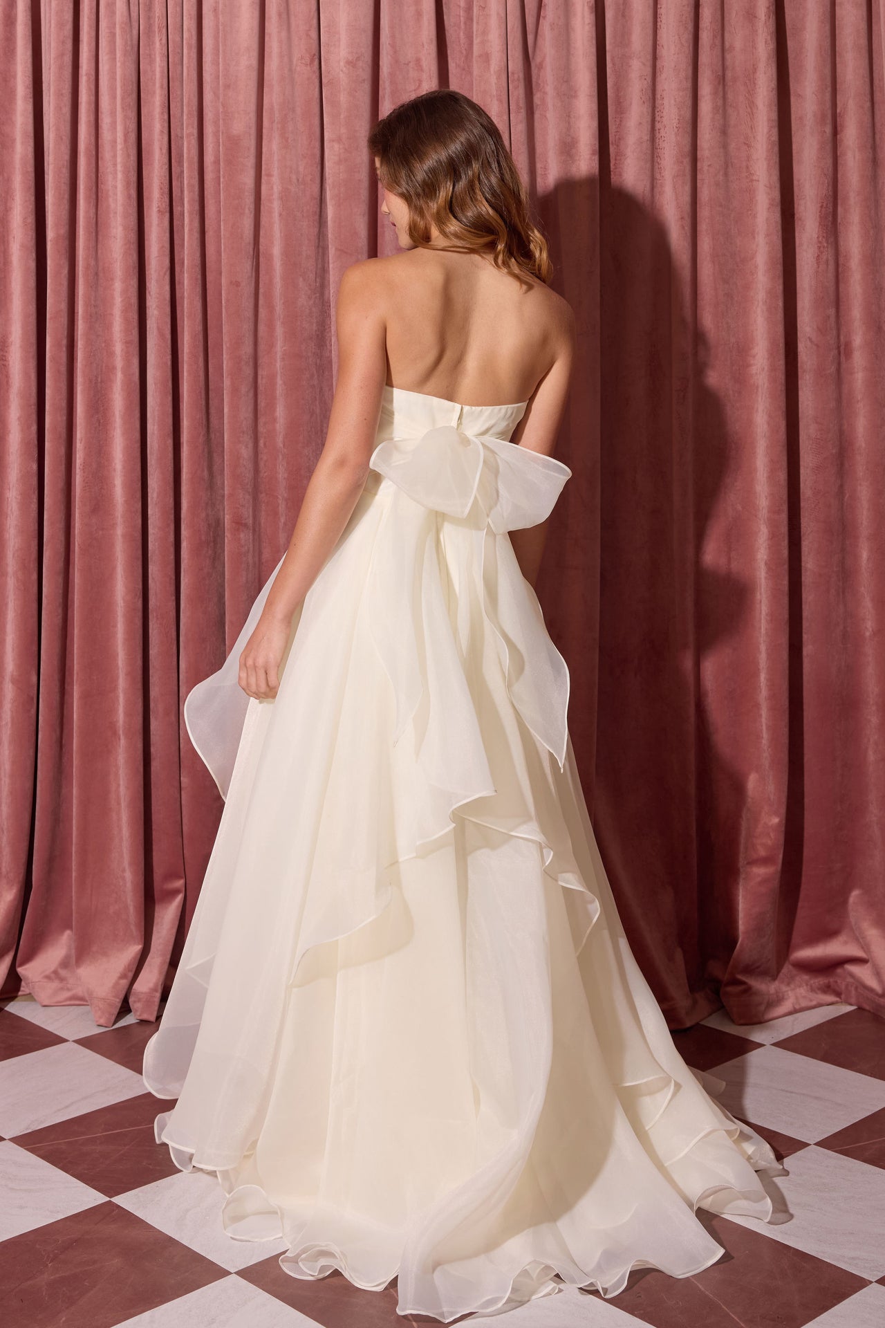 Strapless Floor-Length Organza Wedding Layered Dress Eureka Fashion EK216 - Image 2