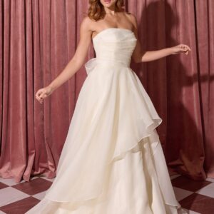 Strapless Floor-Length Organza Wedding Layered Dress Eureka Fashion EK216
