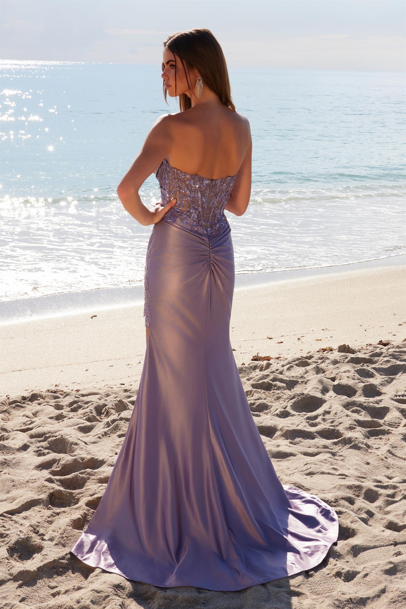 Nox Anabel E1527 Long Formal Fitted High Slit Prom Dress - Image 5