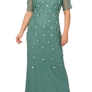 Adrianna Papell AP1E209314 Scoop Floor-Length Mesh Formal Floral Sequin Gown