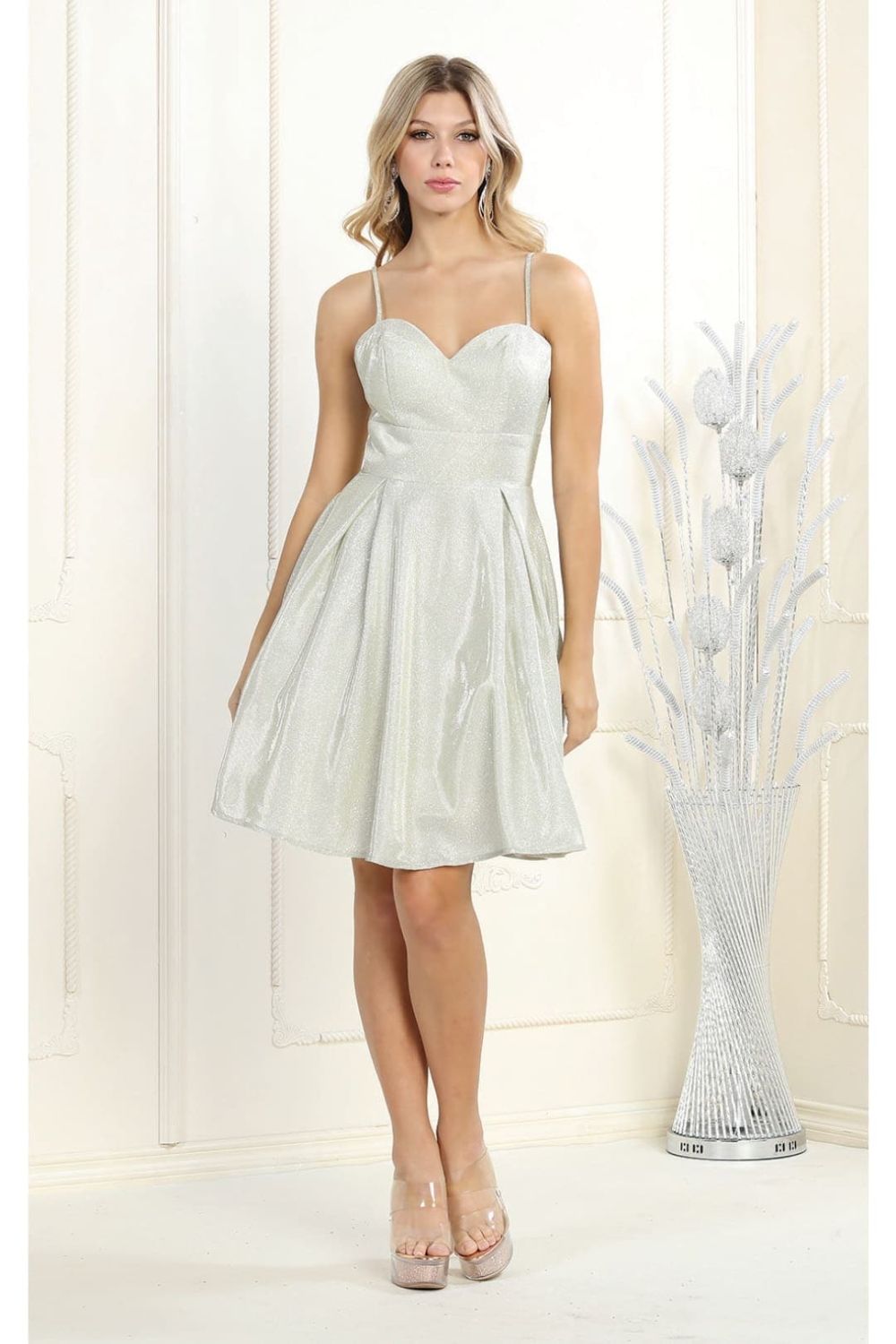 Sweetheart Short Metallic Homecoming Dress Corset May Queen MQ1791 - Image 3