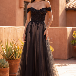 Long Off Shoulder Corset Formal Dress