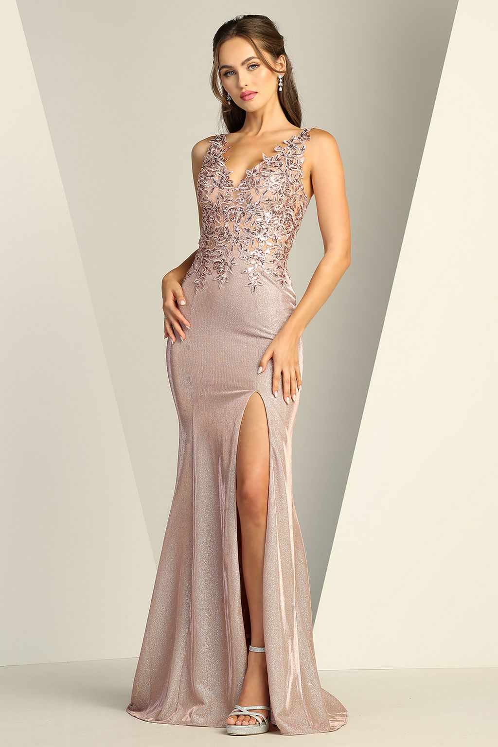 Adora Design 3230 Prom Long Glitter Fitted Formal Dress - Image 4