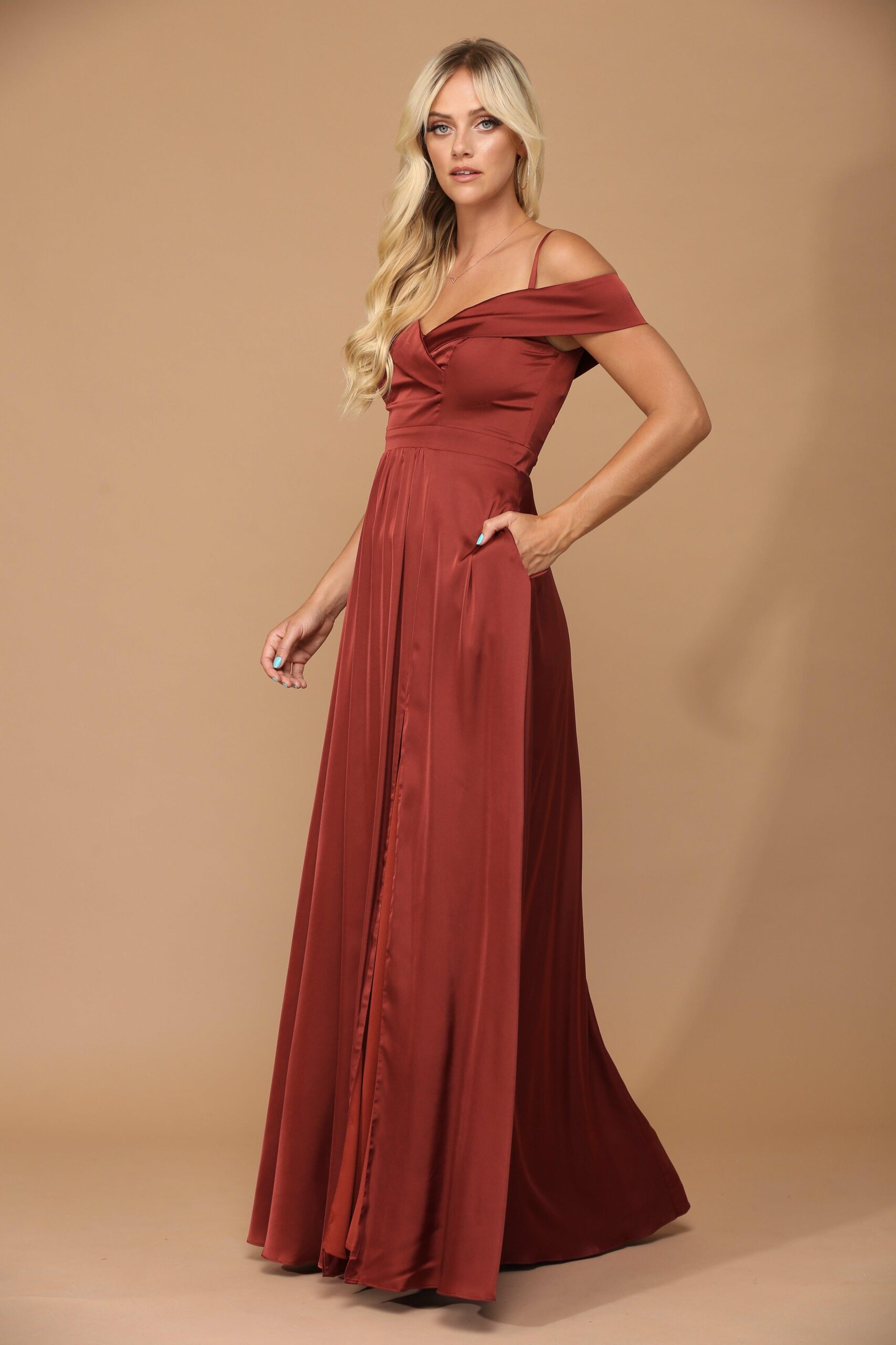 Long Formal Off Shoulder Bridesmaid Dress - Image 3