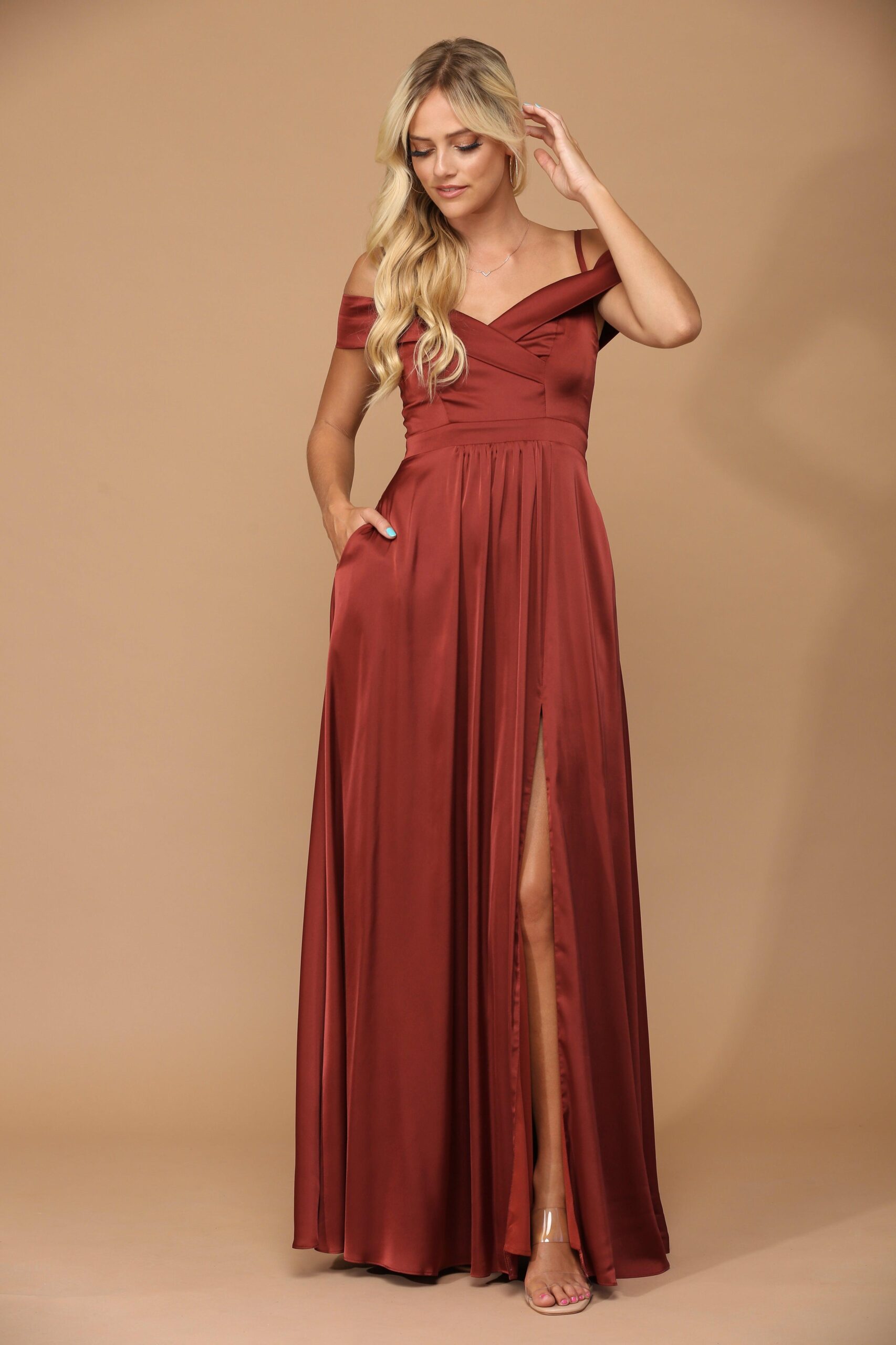 Long Formal Off Shoulder Bridesmaid Dress - Image 12