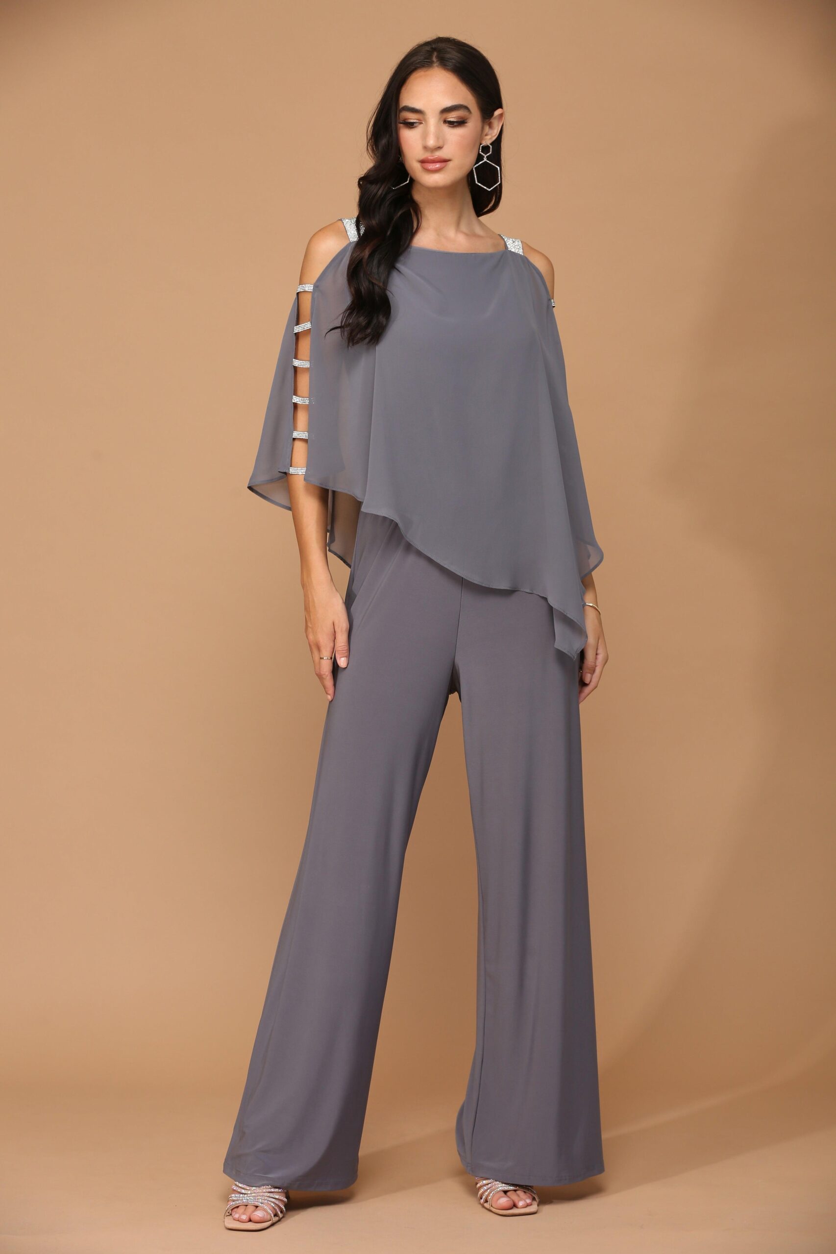 Formal Chiffon Cape Overlay Jumpsuit - Image 6
