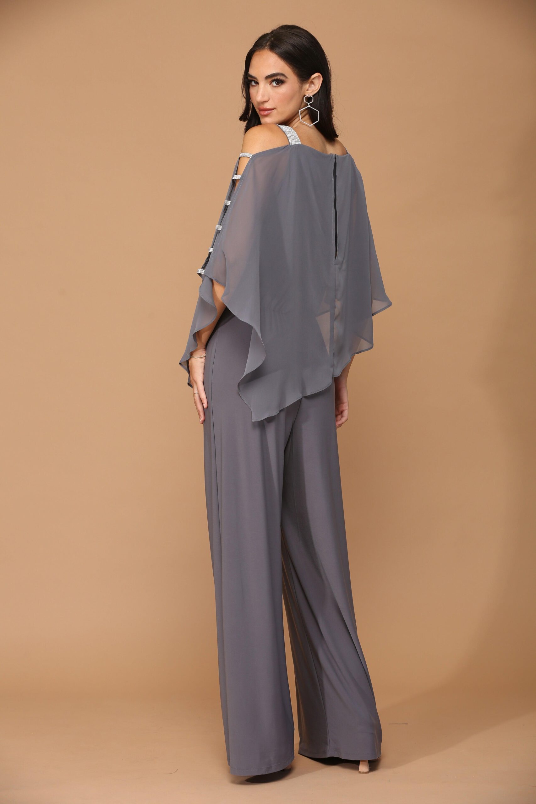 Formal Chiffon Cape Overlay Jumpsuit - Image 7