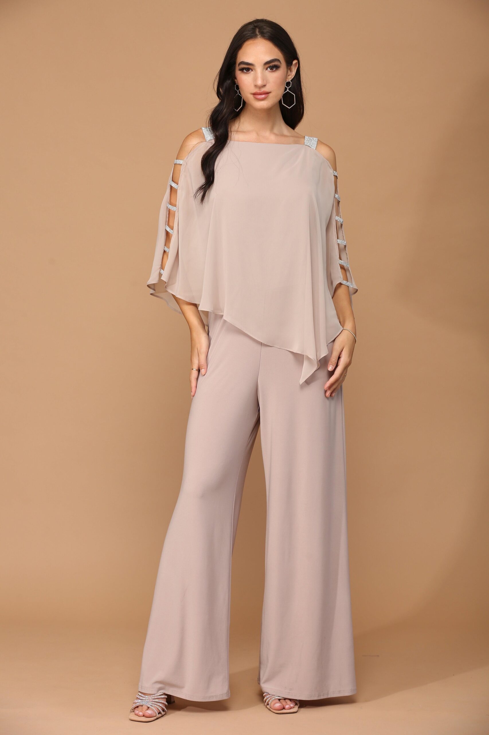 Formal Chiffon Cape Overlay Jumpsuit - Image 9