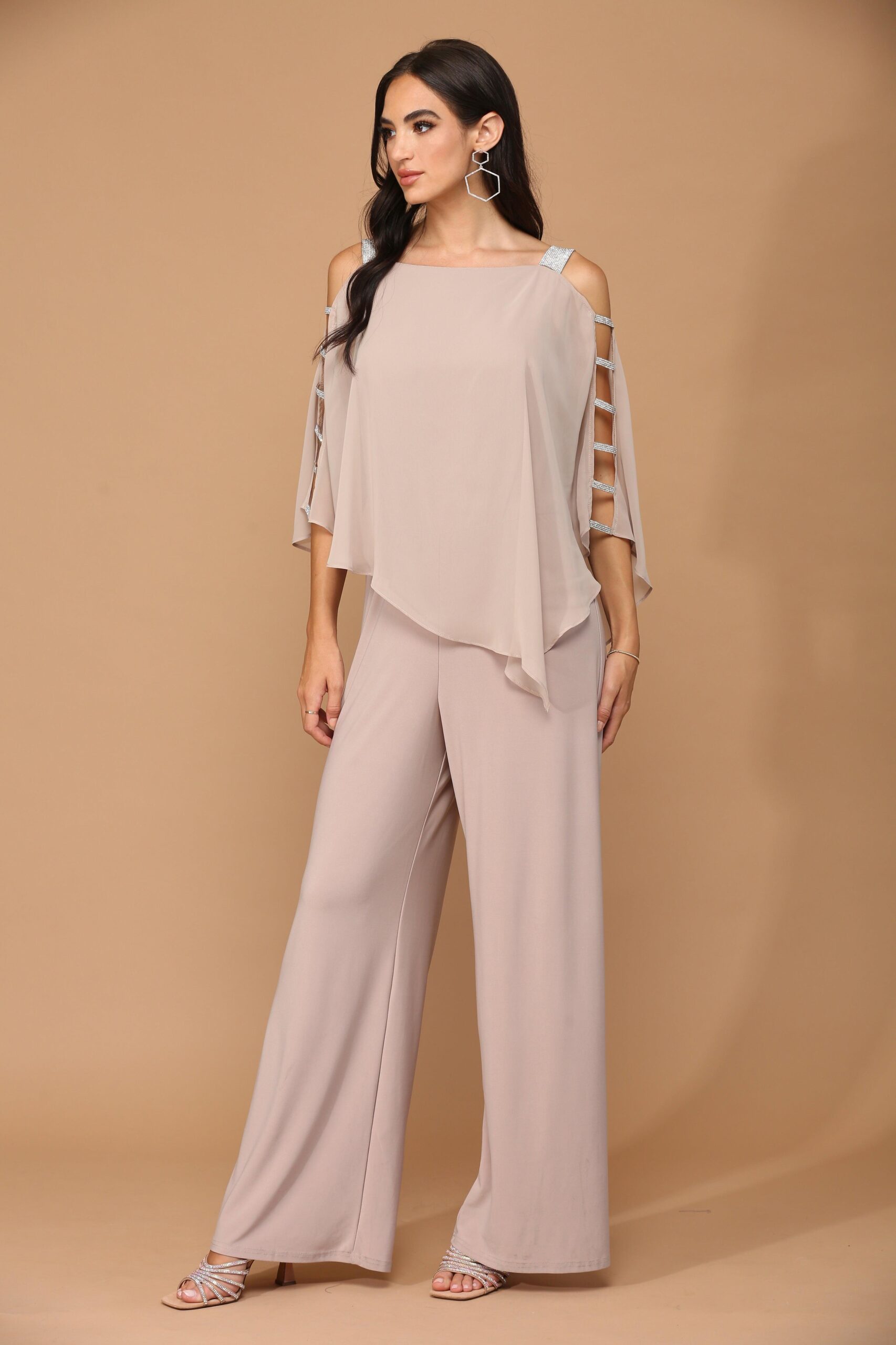 Formal Chiffon Cape Overlay Jumpsuit - Image 11