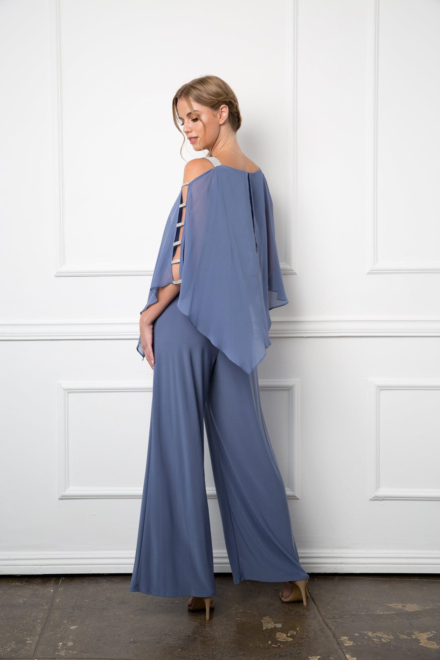 Formal Chiffon Cape Overlay Jumpsuit - Image 13