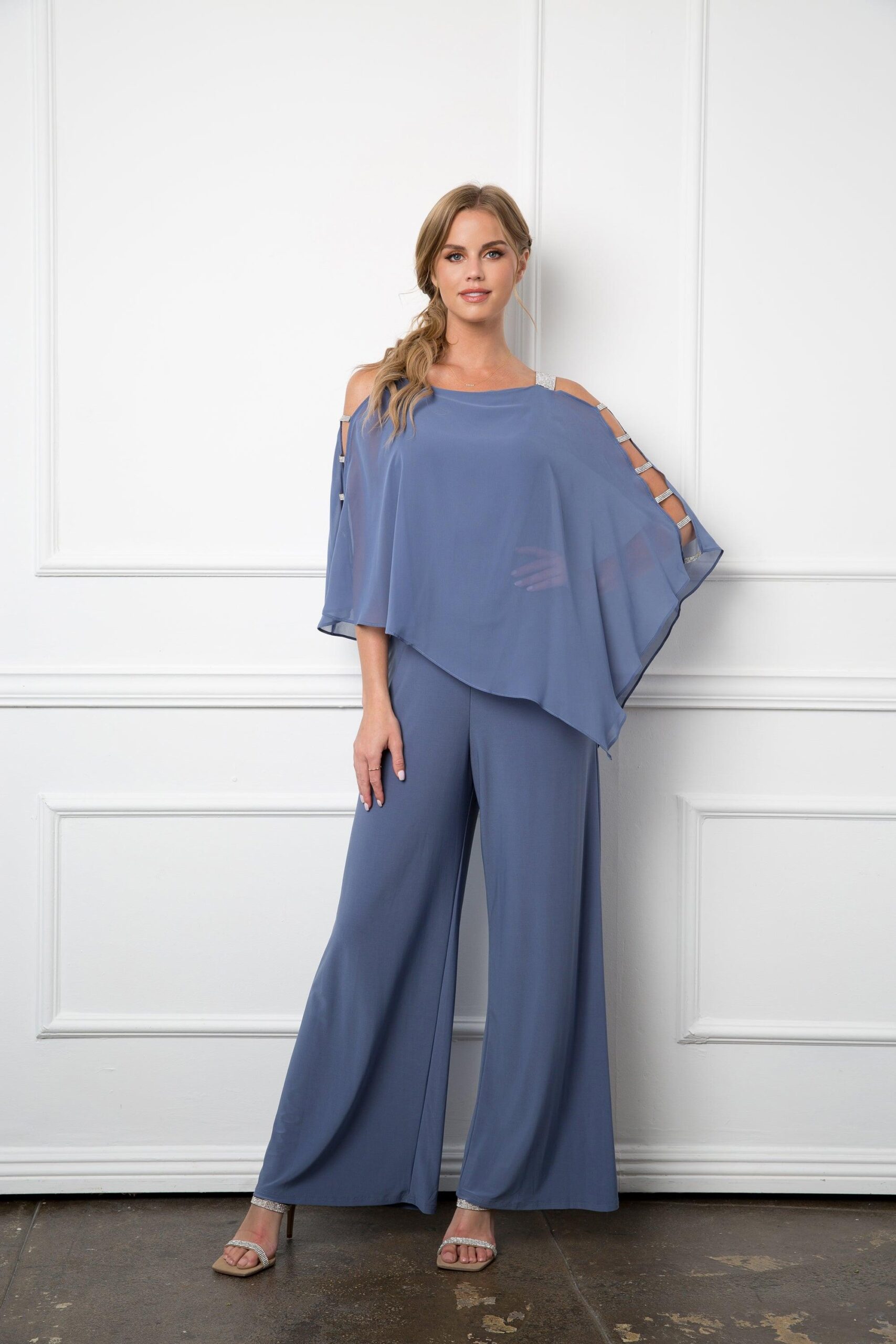 Formal Chiffon Cape Overlay Jumpsuit - Image 12
