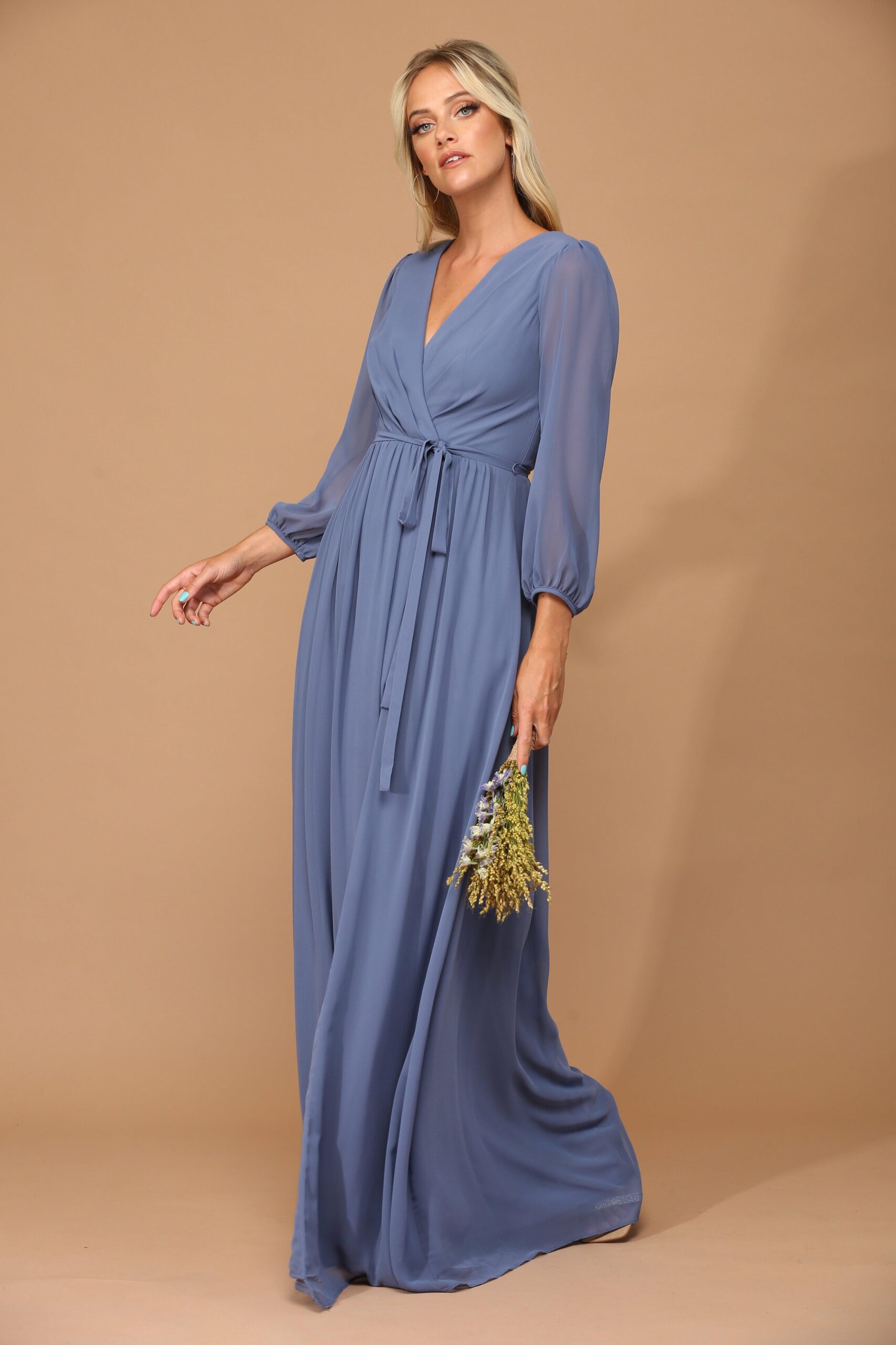 Long Sleeve Formal A Line Dress by Eva Fashion 3410