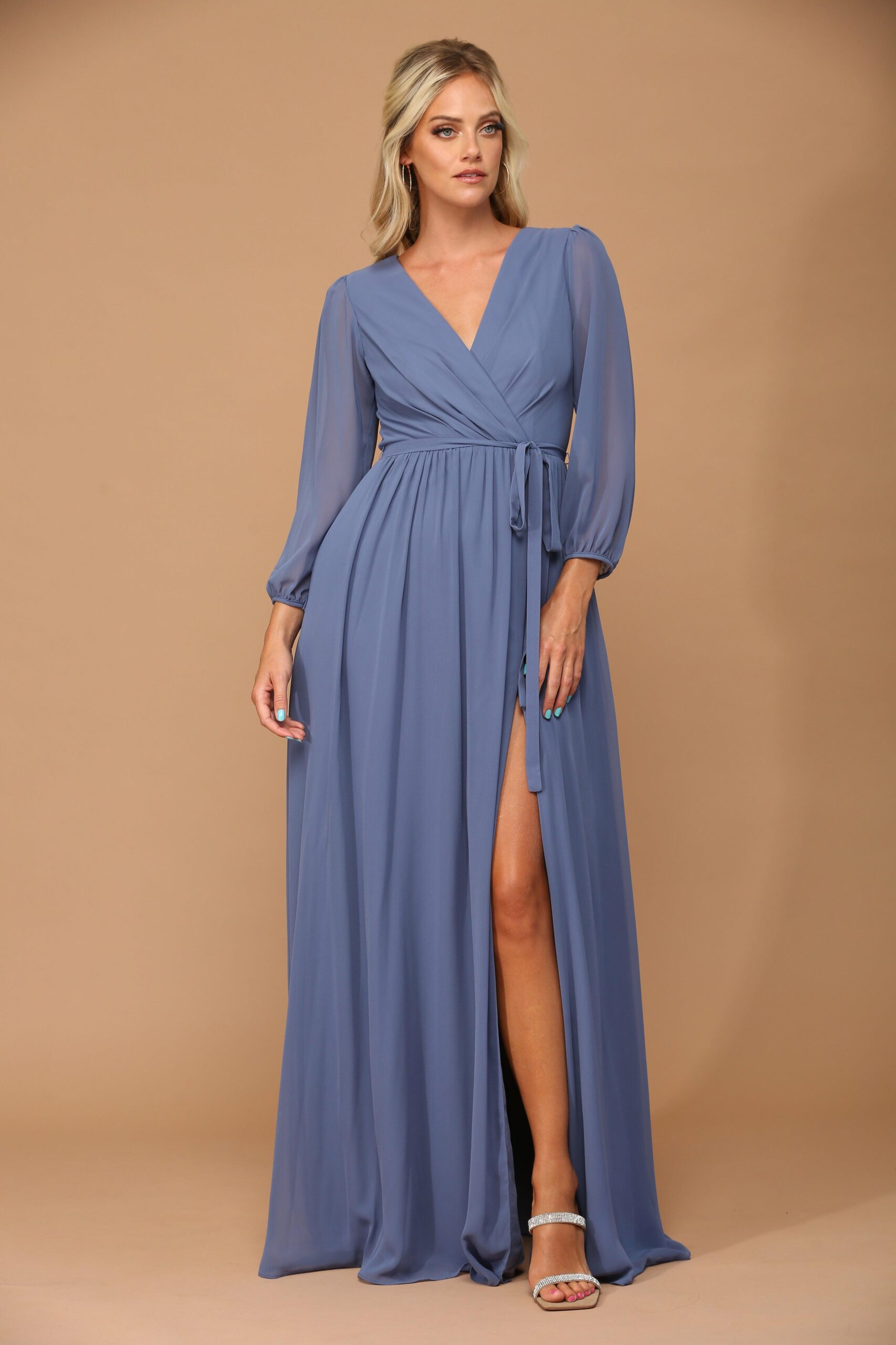 Long Sleeve Formal A Line Dress by Eva Fashion 3410 - Image 3