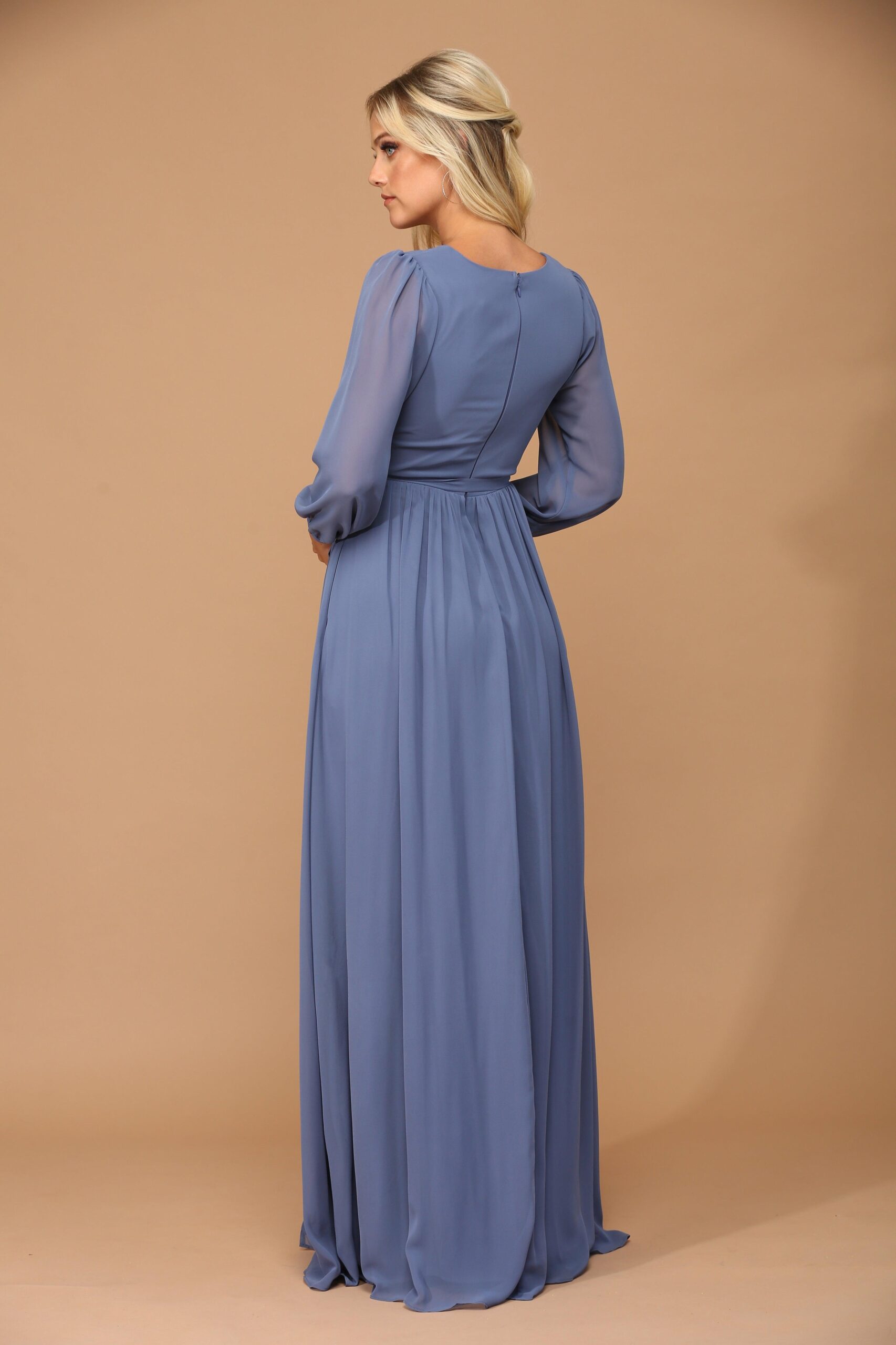 Long Sleeve Formal A Line Dress by Eva Fashion 3410 - Image 2