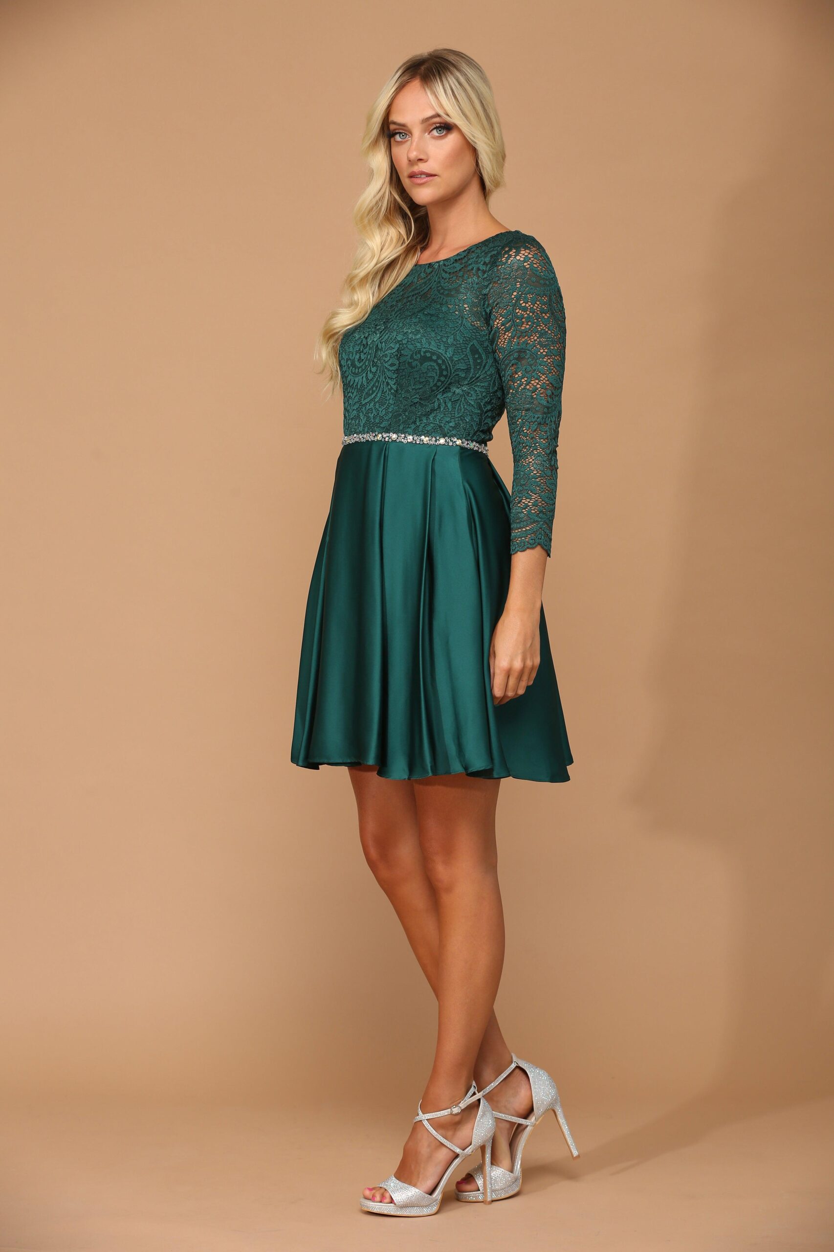 Long Sleeve Beaded Cocktail Graduation Dress - Image 10