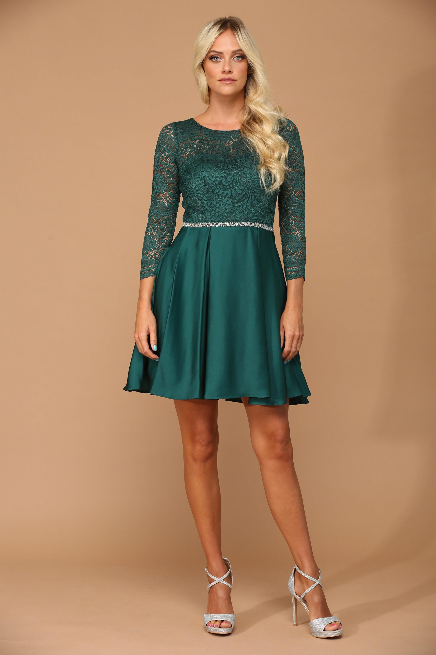 Long Sleeve Beaded Cocktail Graduation Dress - Image 8