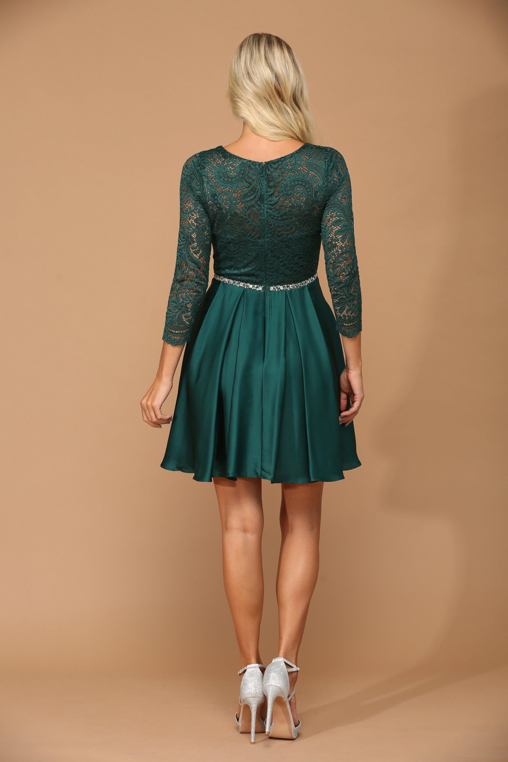 Long Sleeve Beaded Cocktail Graduation Dress - Image 9