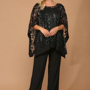 Long Formal Mother of the Bride Cape Pant Set