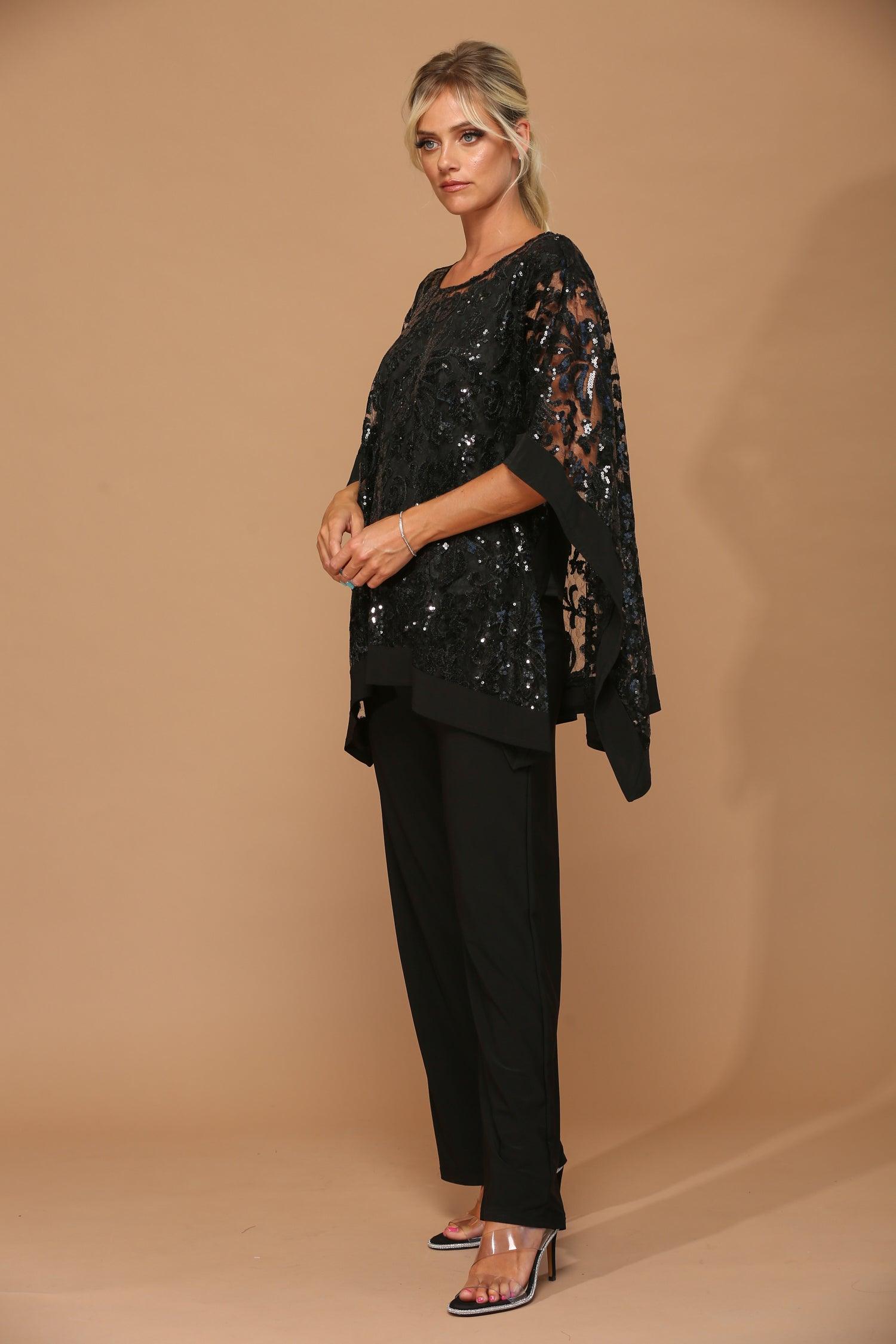 Long Formal Mother of the Bride Cape Pant Set - Image 4