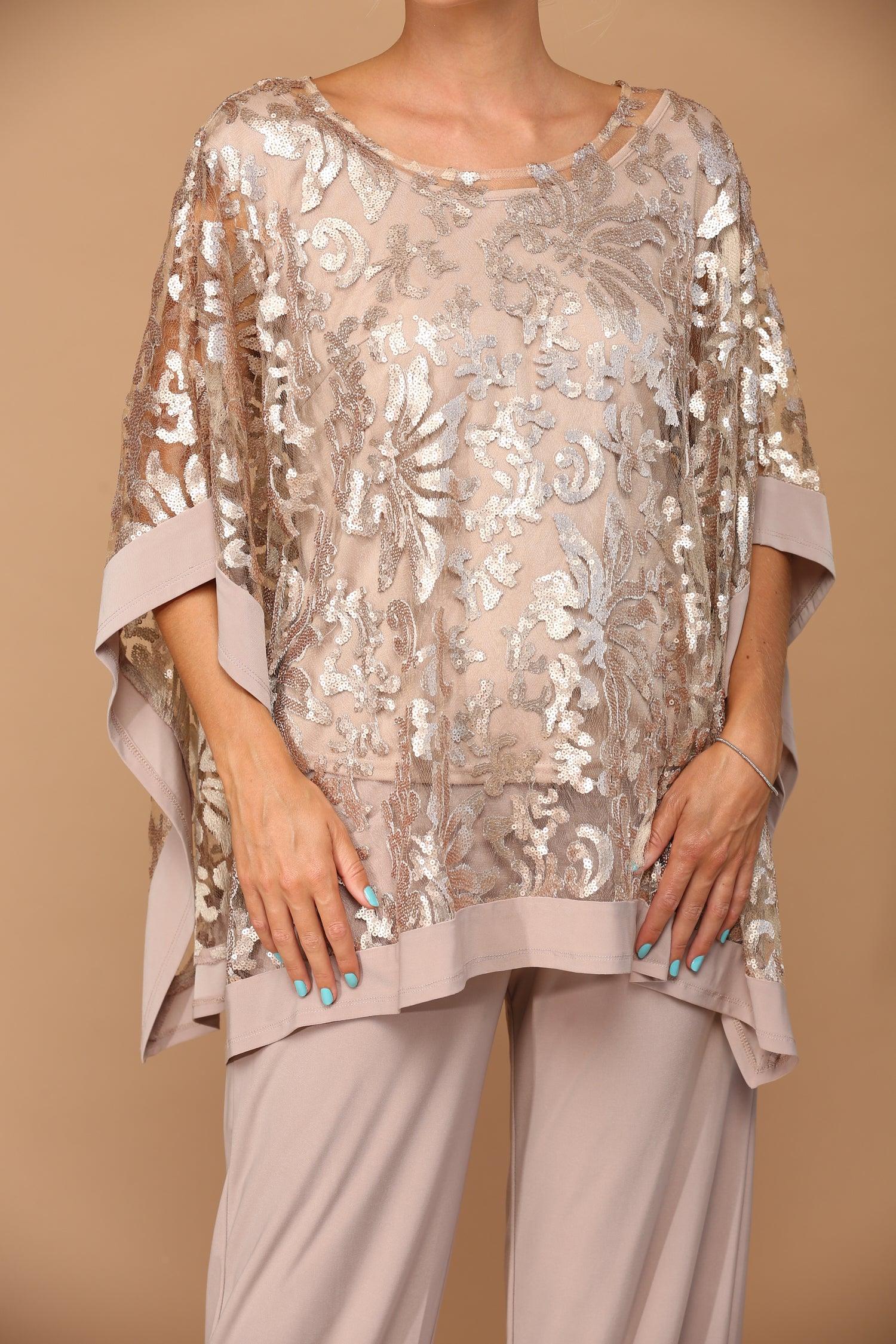 Long Formal Mother of the Bride Cape Pant Set - Image 7