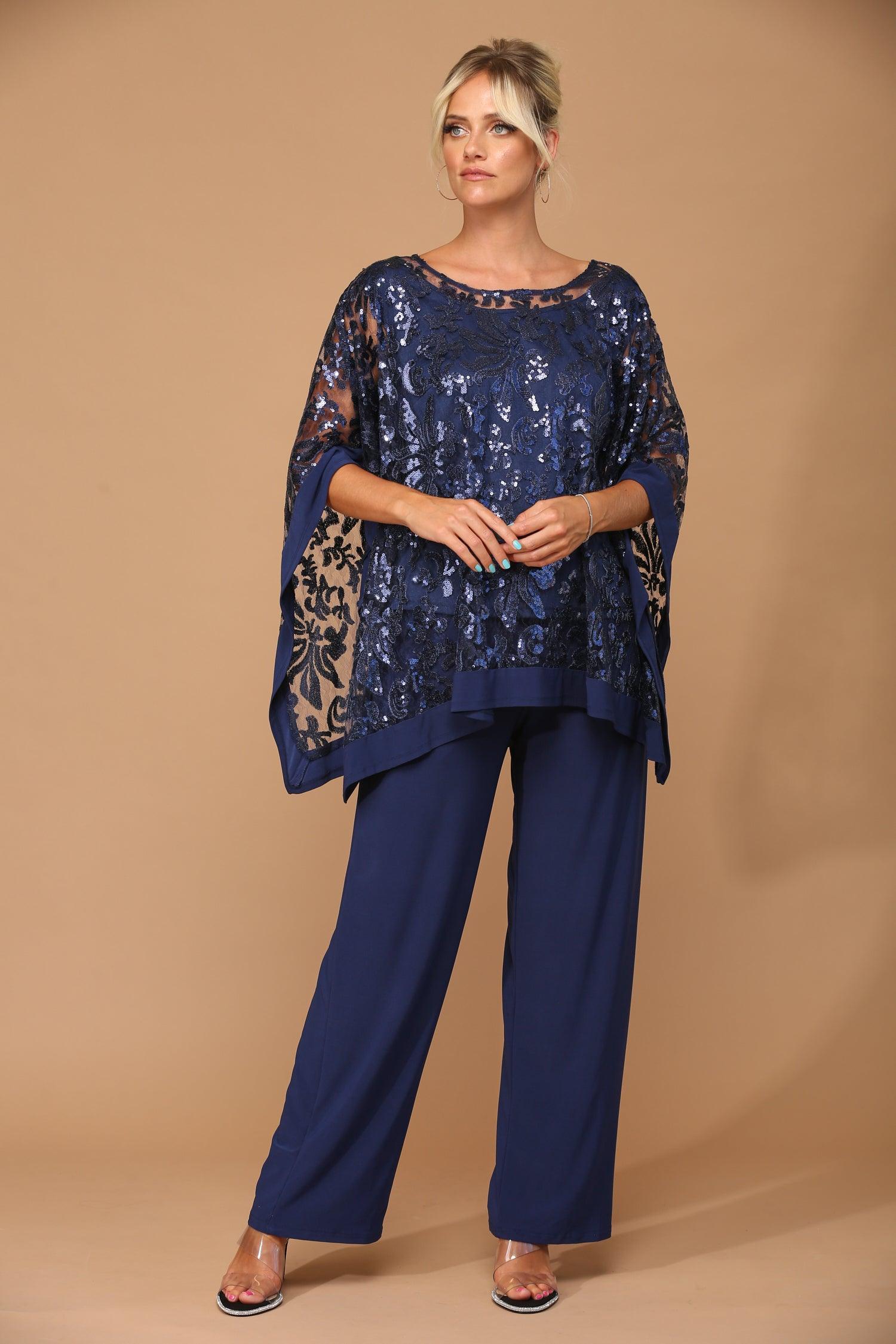 Long Formal Mother of the Bride Cape Pant Set - Image 8