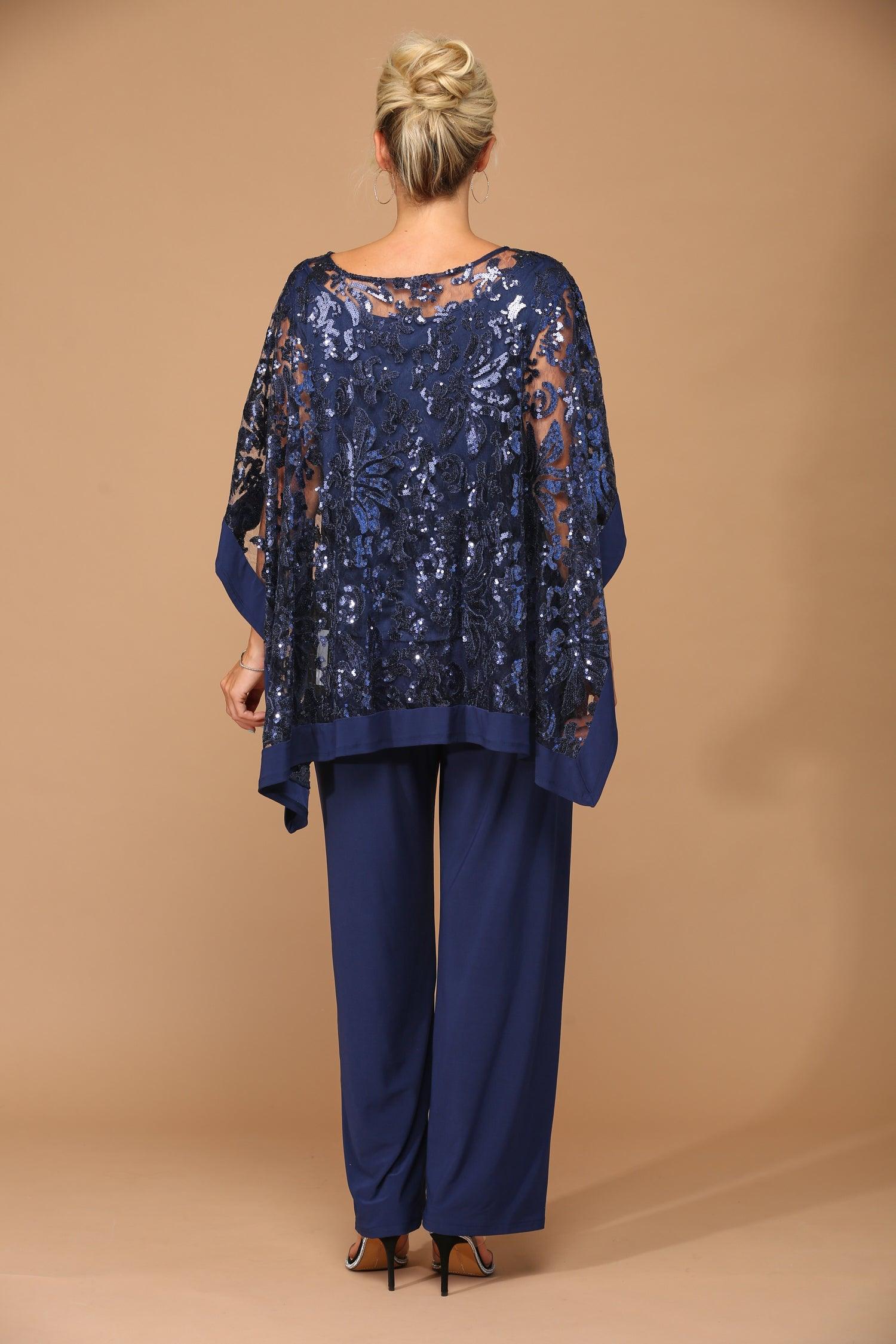 Long Formal Mother of the Bride Cape Pant Set - Image 9