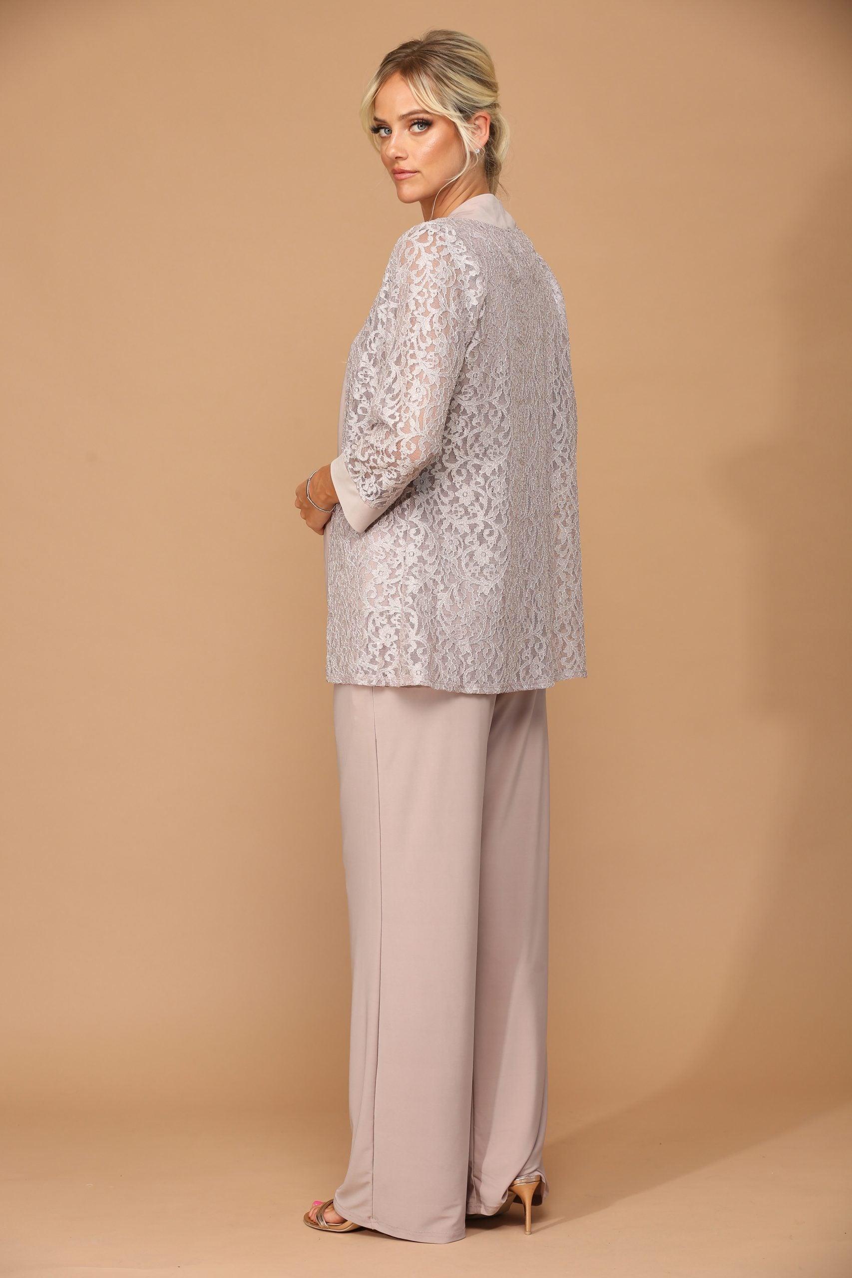 Long Formal Mother of the Bride Jacket Pant Suit - Image 2