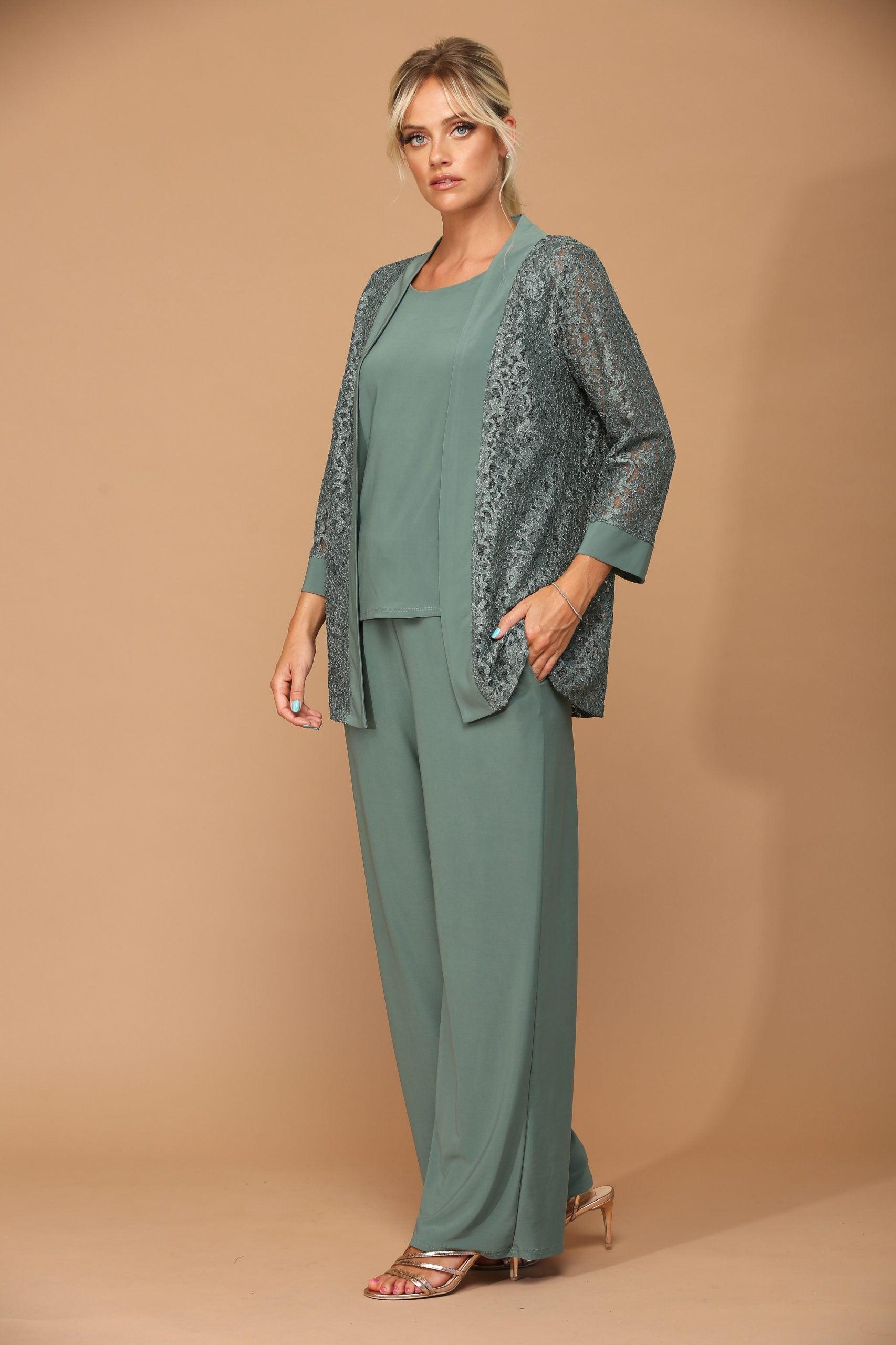 Long Formal Mother of the Bride Jacket Pant Suit - Image 6