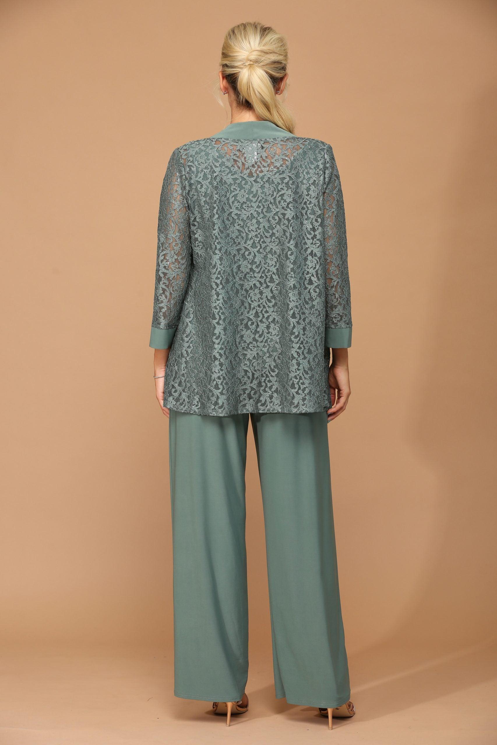 Long Formal Mother of the Bride Jacket Pant Suit - Image 5