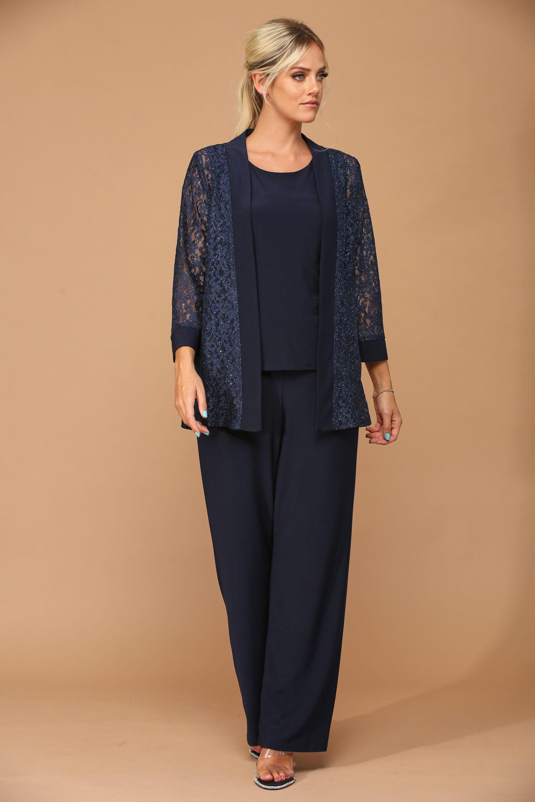 Long Formal Mother of the Bride Jacket Pant Suit - Image 7