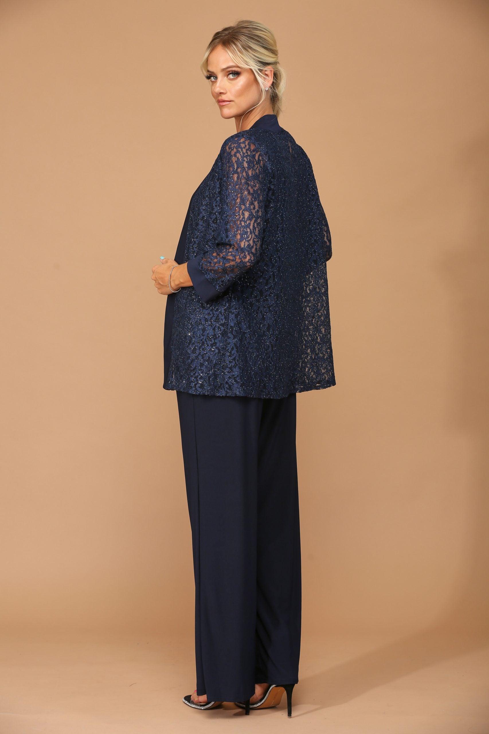 Long Formal Mother of the Bride Jacket Pant Suit - Image 8