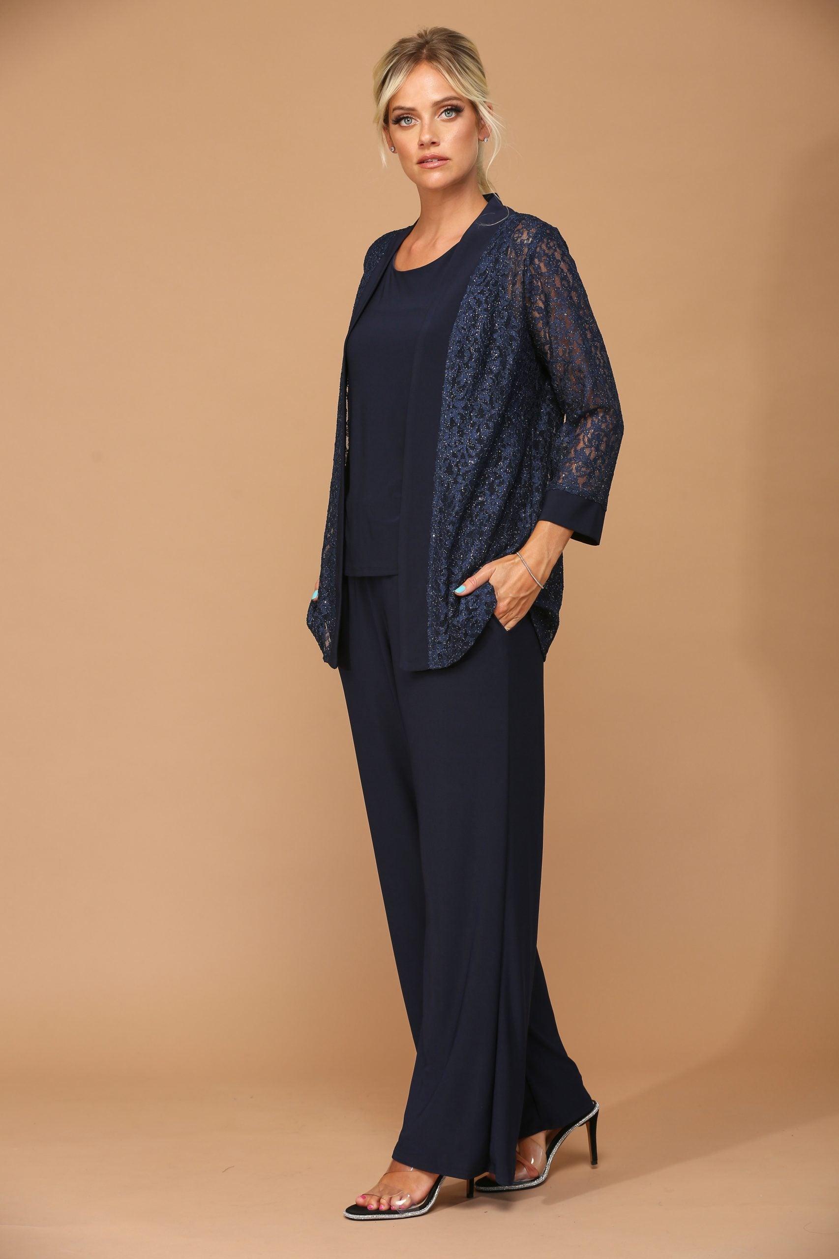 Long Formal Mother of the Bride Jacket Pant Suit - Image 9