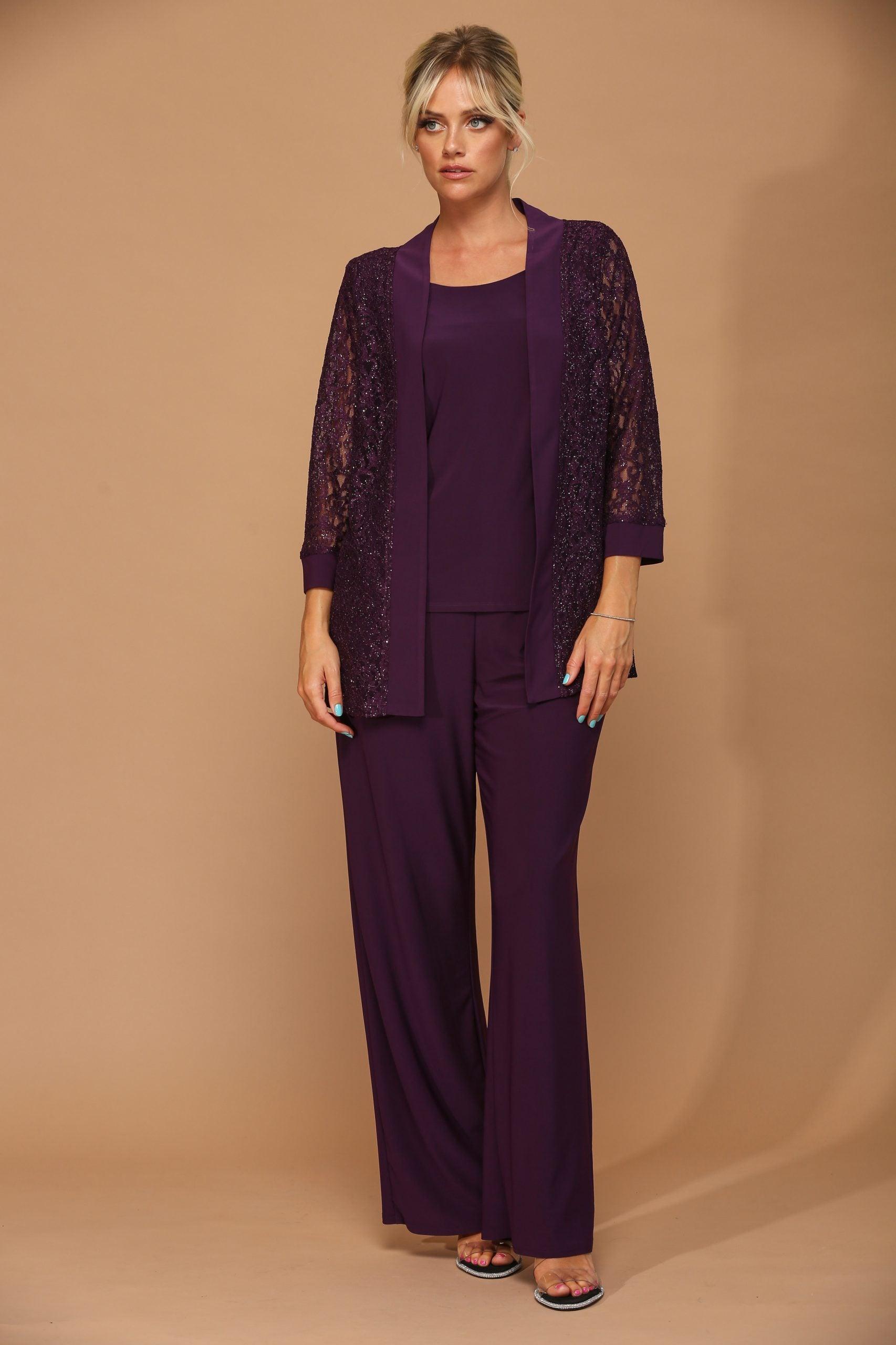 Long Formal Mother of the Bride Jacket Pant Suit - Image 12