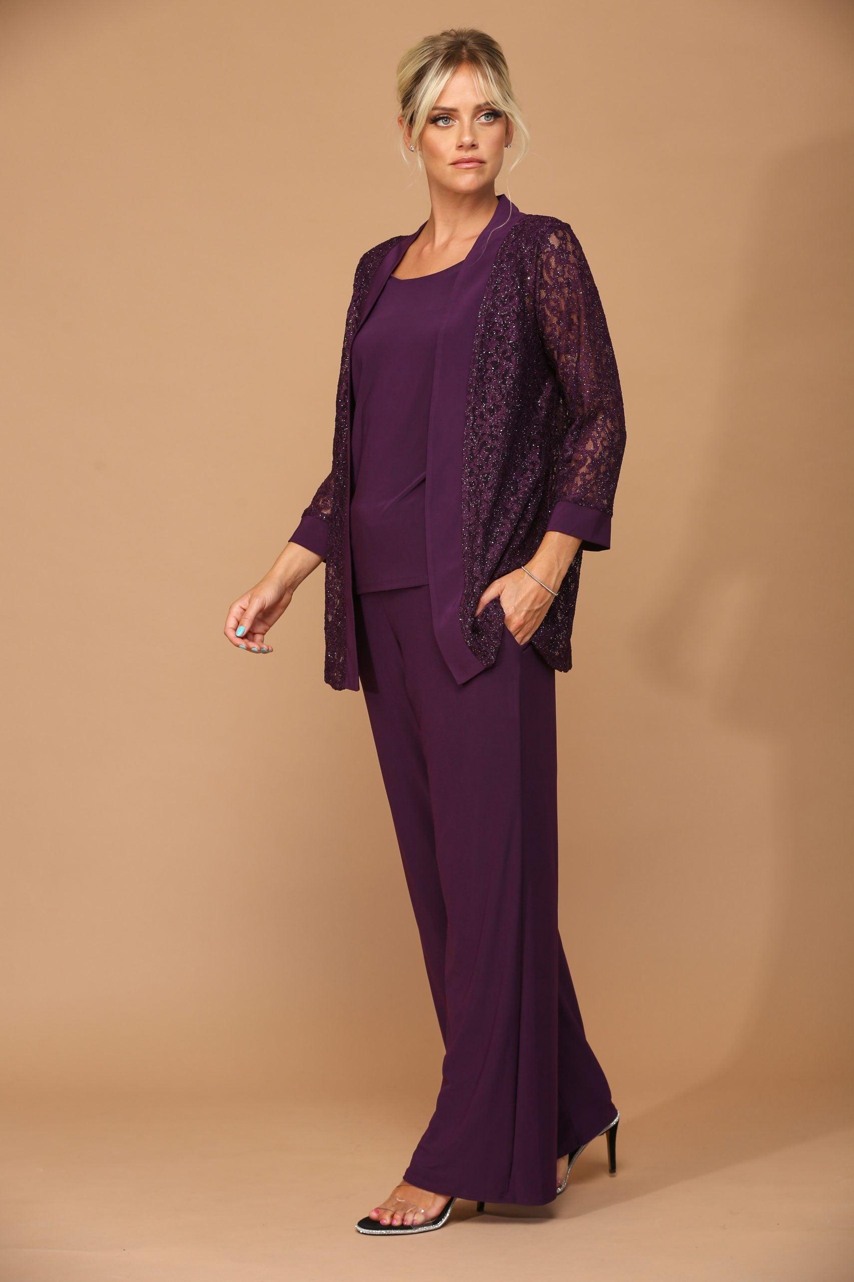 Long Formal Mother of the Bride Jacket Pant Suit - Image 11