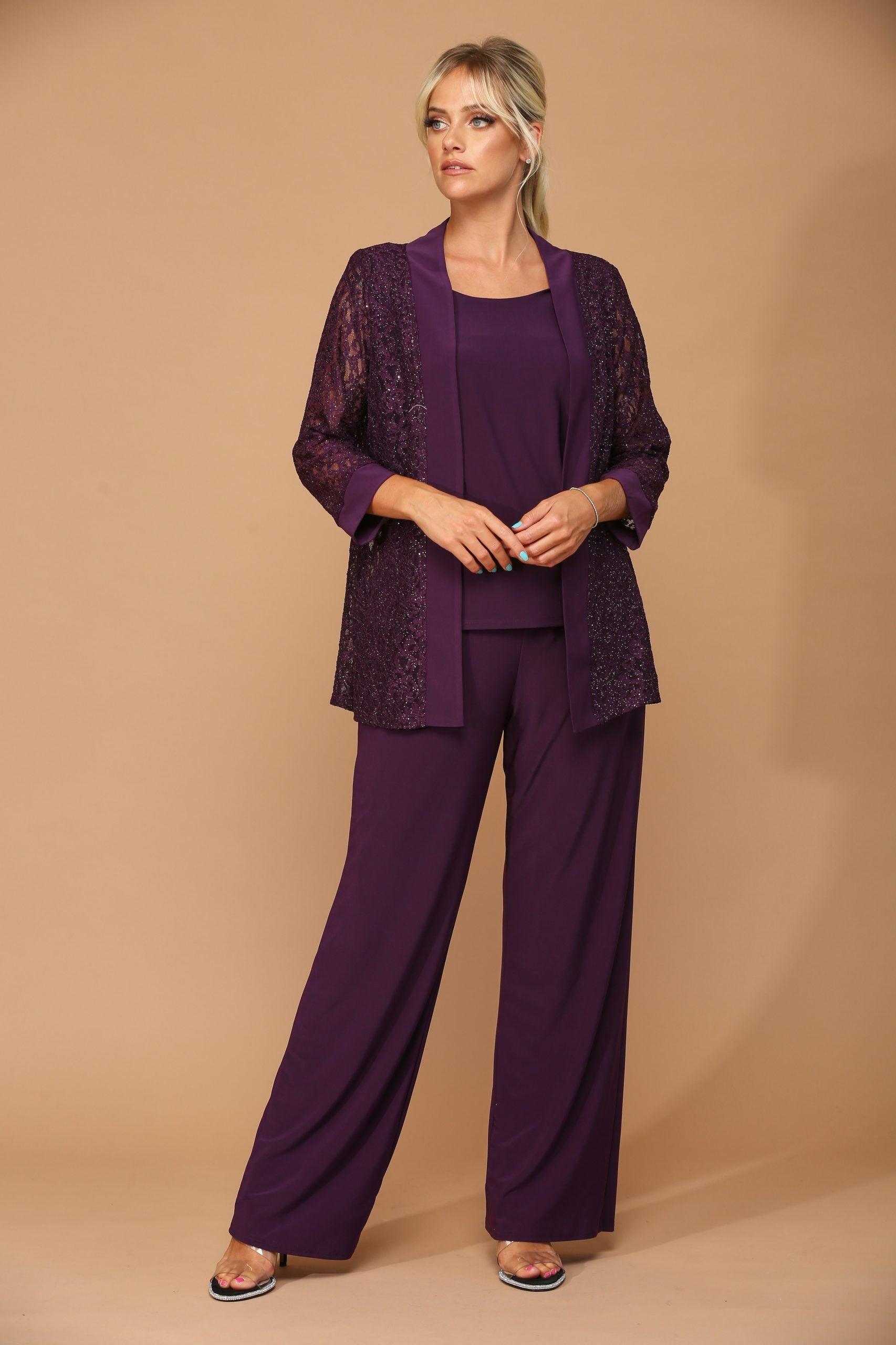 Long Formal Mother of the Bride Jacket Pant Suit - Image 10