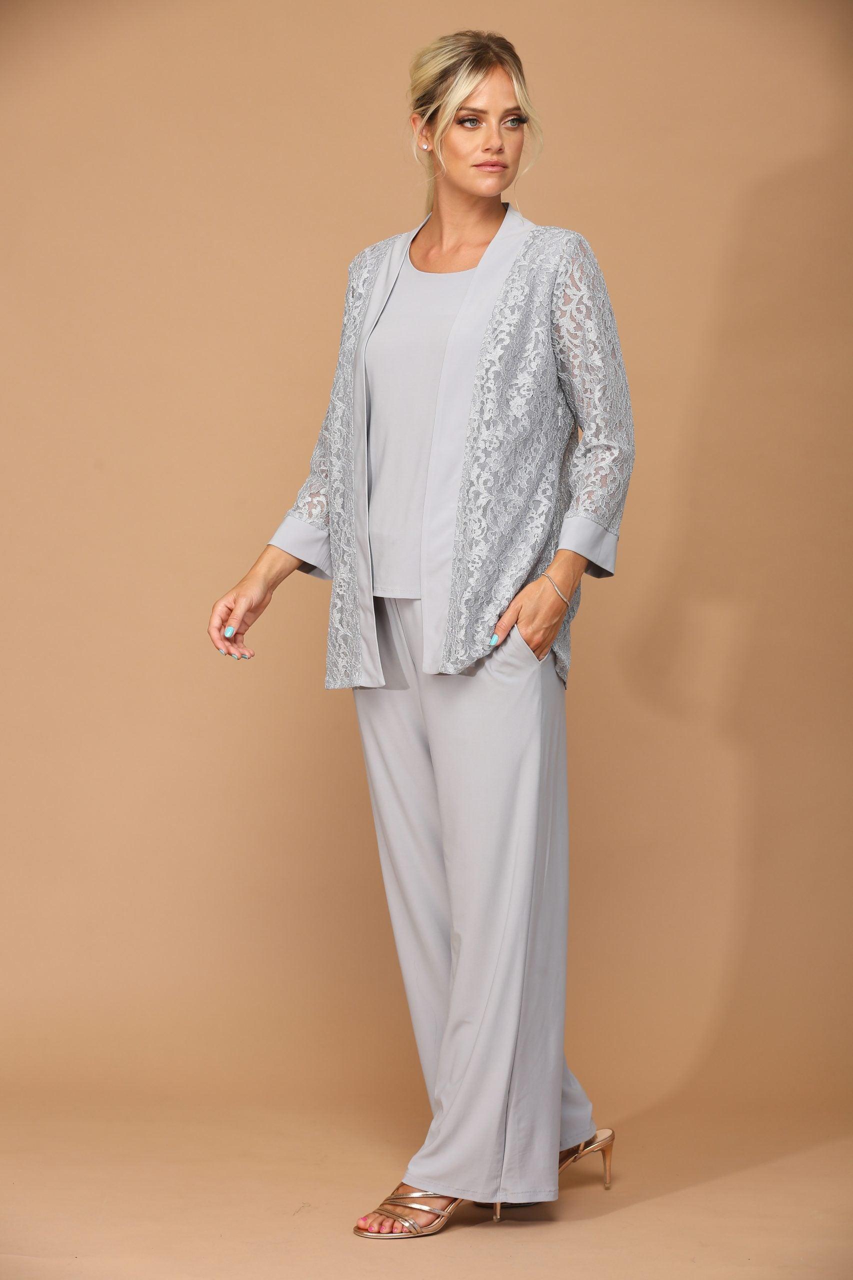 Long Formal Mother of the Bride Jacket Pant Suit - Image 15