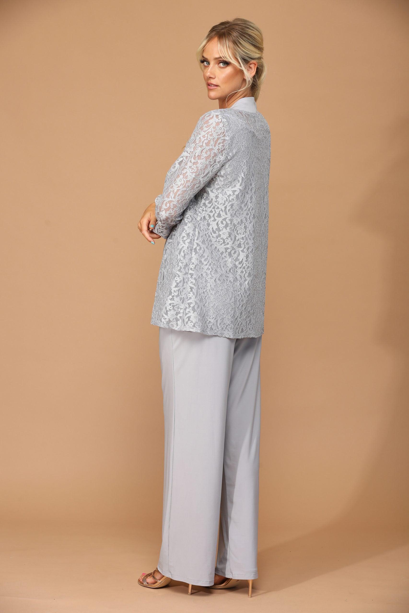 Long Formal Mother of the Bride Jacket Pant Suit - Image 14