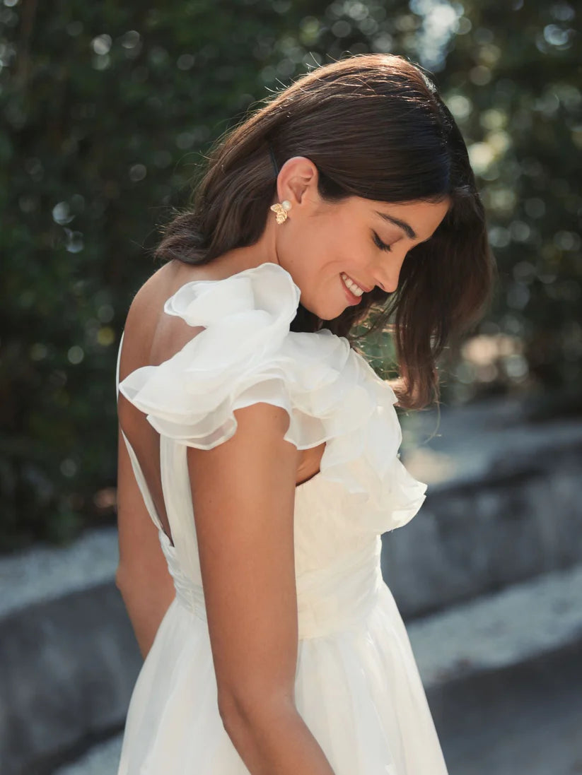 Short Ruffle V Neck A Line Cocktail Dress Ruffle Detail Mac Duggal - Image 2