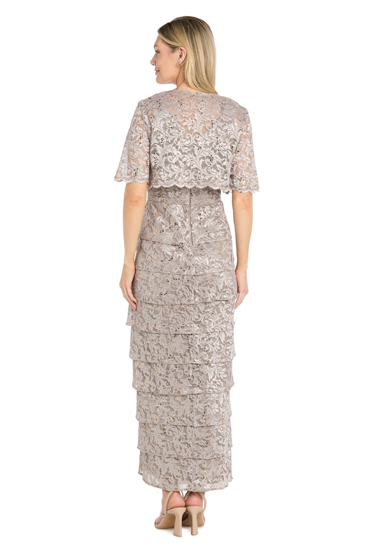 R&M Richards 5465 Scoop-Neck Floor-Length Lace Mother of the Bride Sequined Gown - Image 2