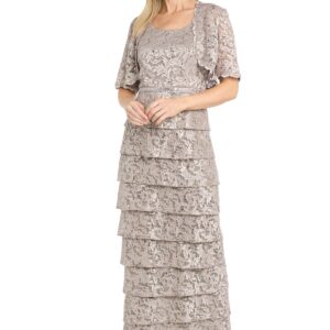 R&M Richards 5465 Scoop-Neck Floor-Length Lace Mother of the Bride Sequined Gown