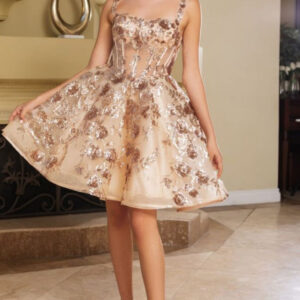 Square Neck Short Sequin Cocktail Corset Dress May Queen MQ2160