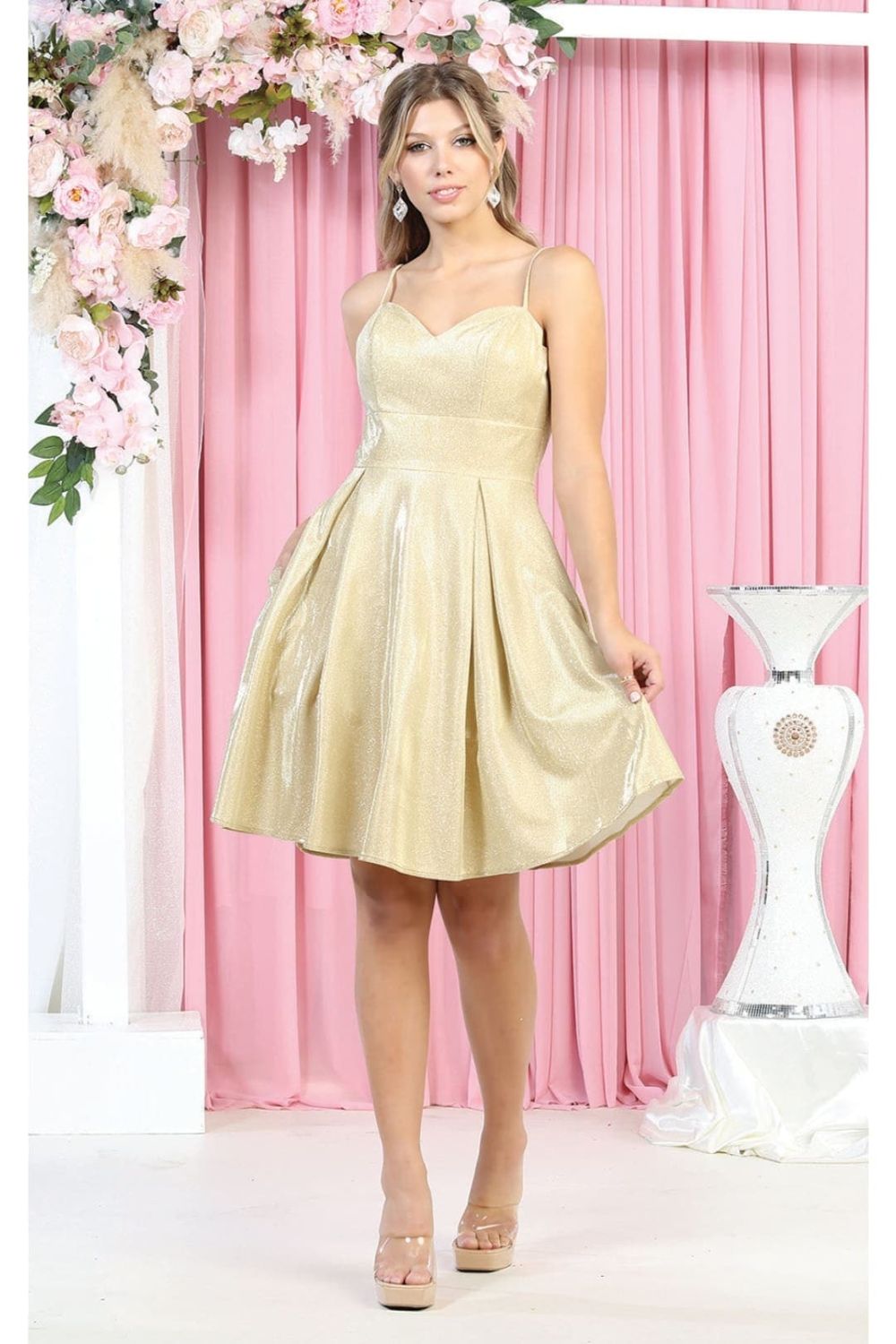 Sweetheart Short Metallic Homecoming Dress Corset May Queen MQ1791 - Image 5