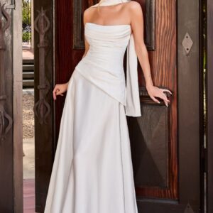 Strapless Floor-Length Satin Wedding Dress A-Line LaDivine 7432W