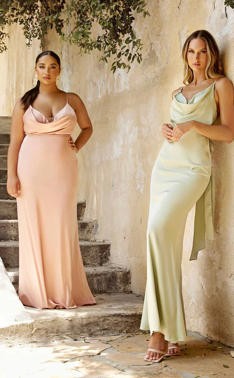 Long Satin Evening Dress by LaDivine CD7487 - Image 4