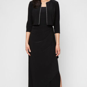 Square Neck Floor-Length Jersey Formal Jacket Dress Alex Evenings 82351695