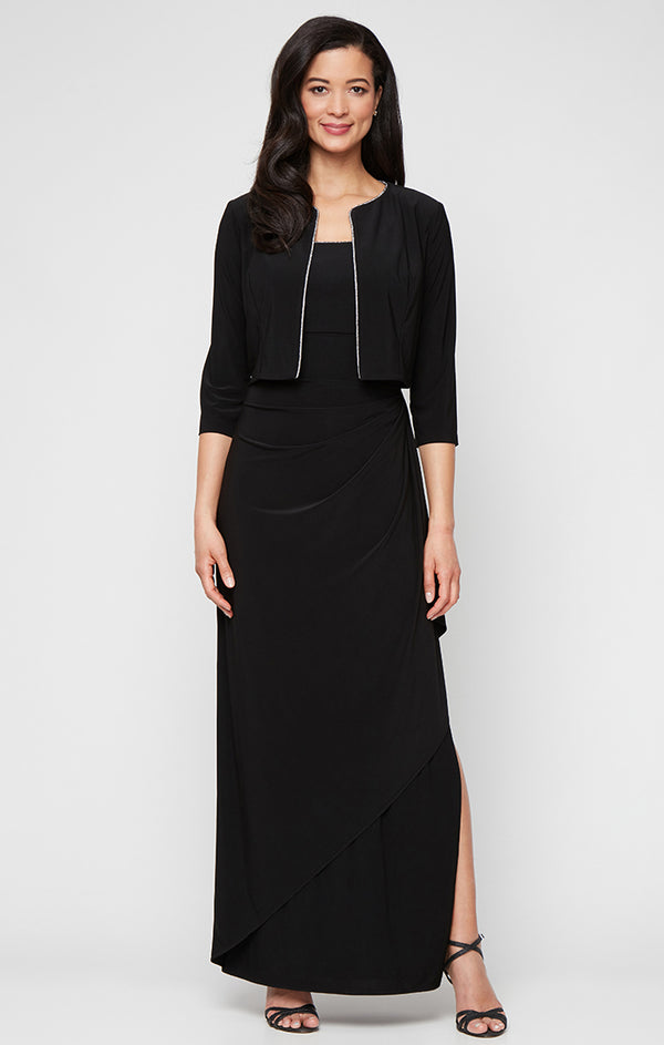 Square Neck Floor-Length Jersey Formal Jacket Dress Alex Evenings 82351695