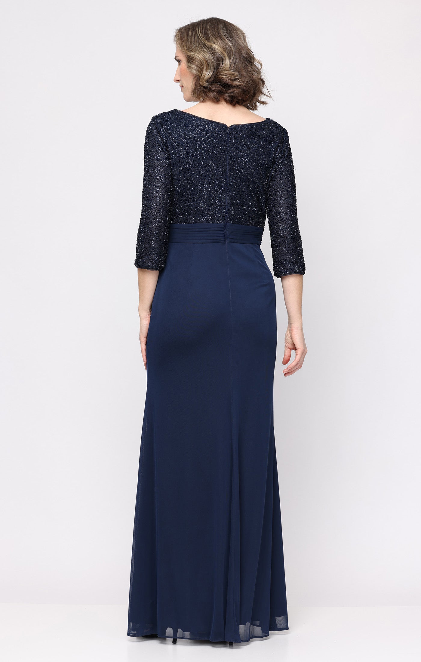 V-Neck Long Metallic Formal Dress Ruffle Alex Evenings 82961059 - Image 2