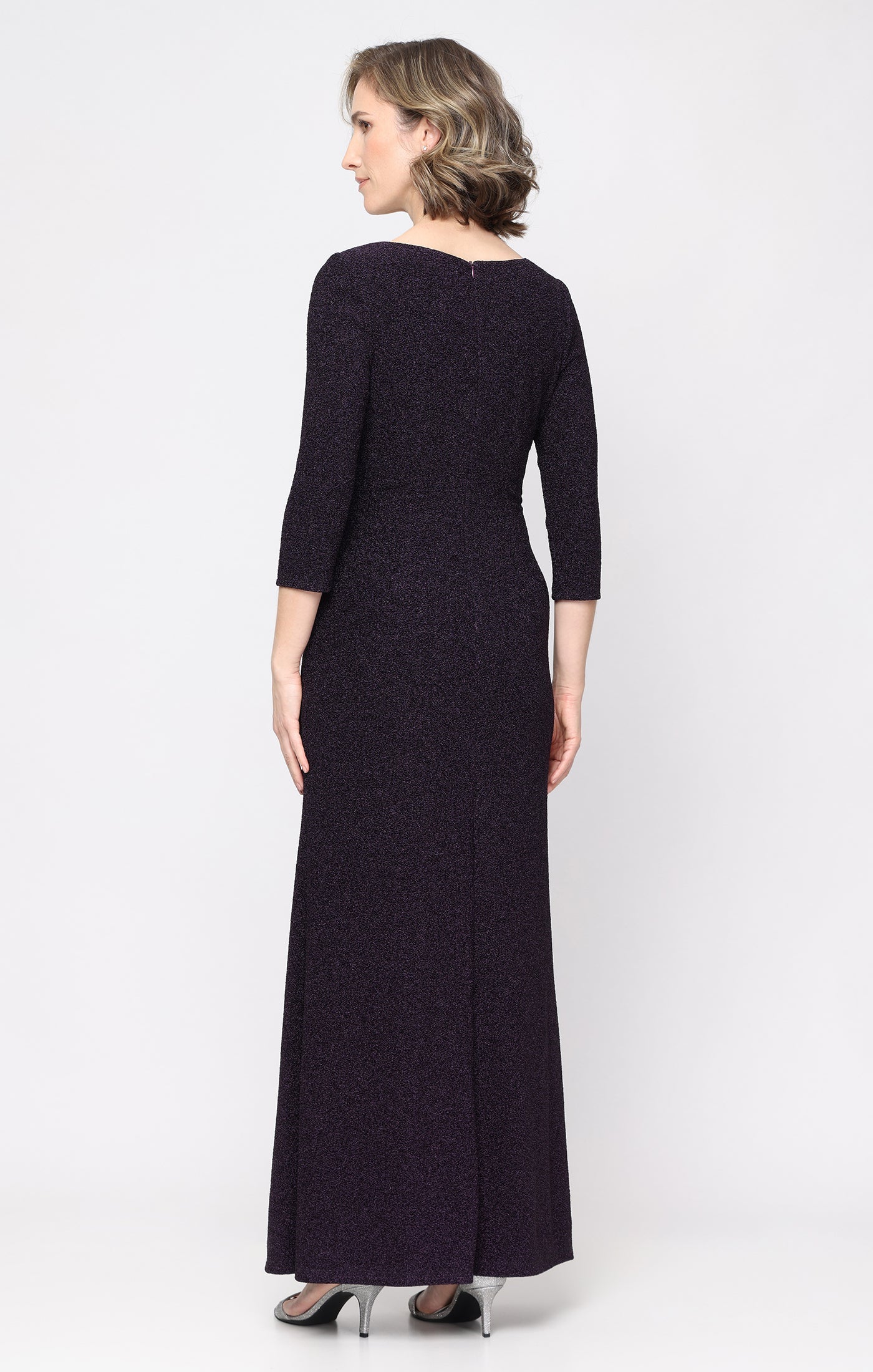 SL Fashions 9227341 Asymmetrical Floor-Length Glitter Formal Dress Slit - Image 2